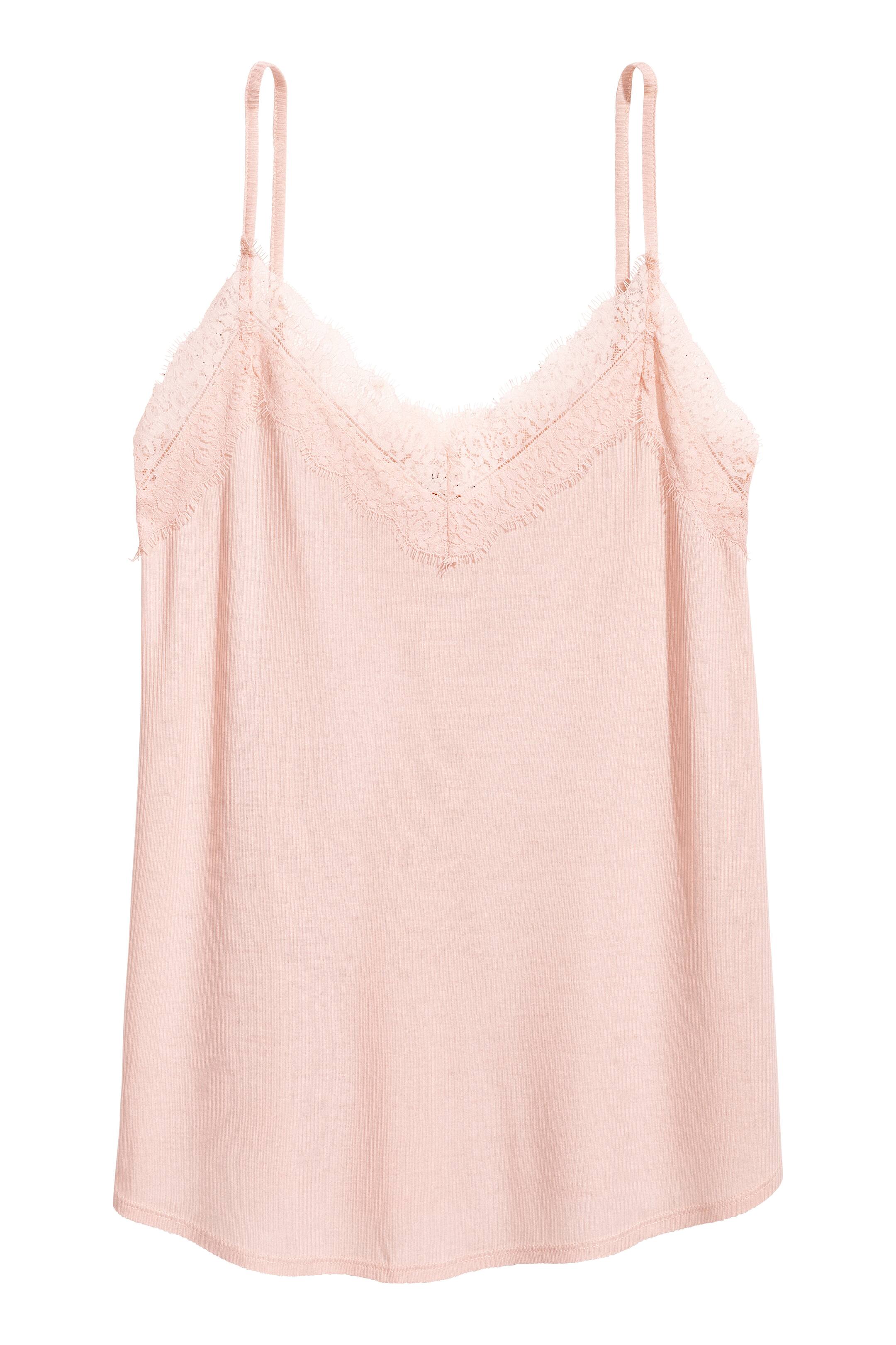 View larger image: Ribbed strappy top - Powder pink - Ladies | H&M GB 1