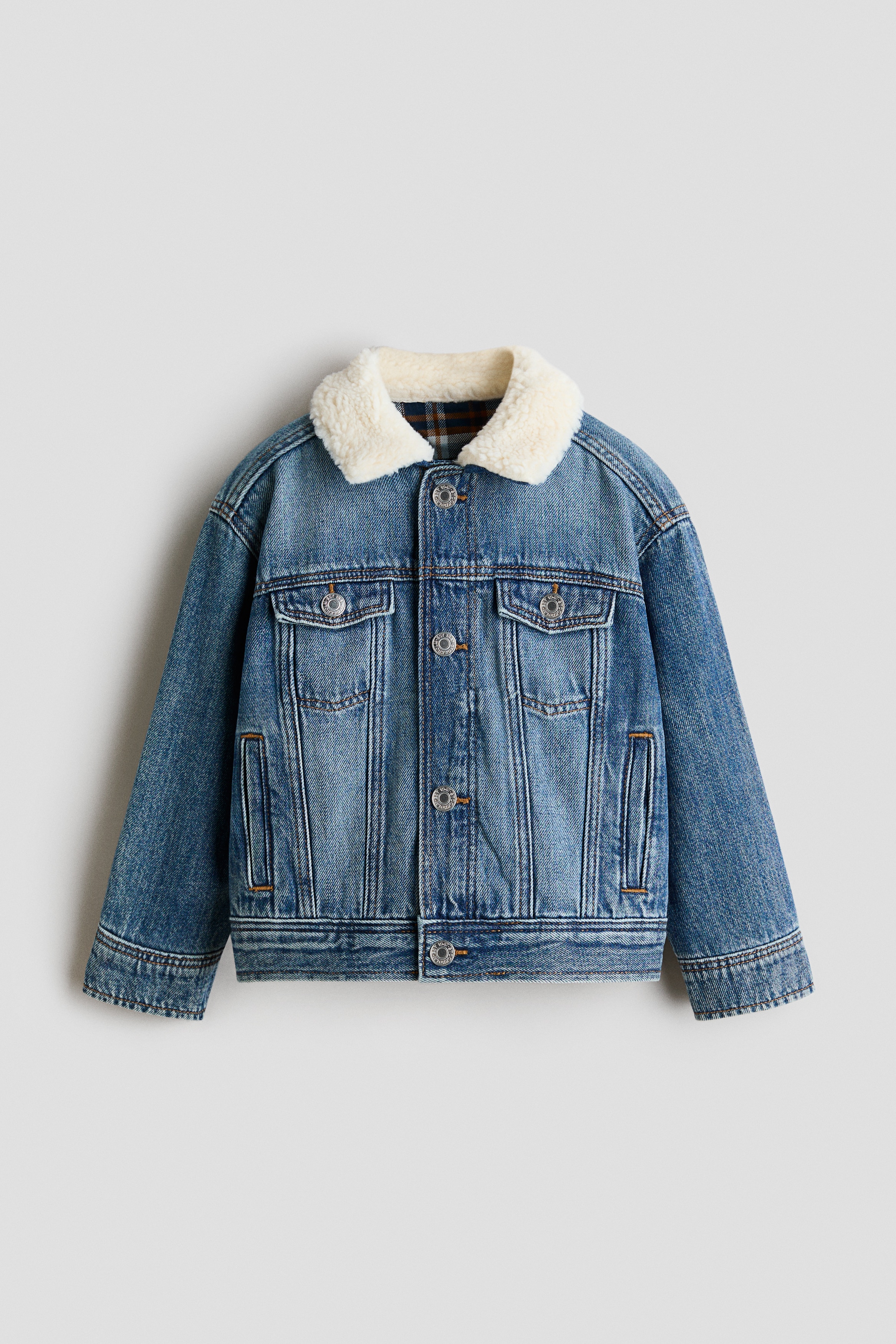 Teddy-collar denim jacket - Denim blue