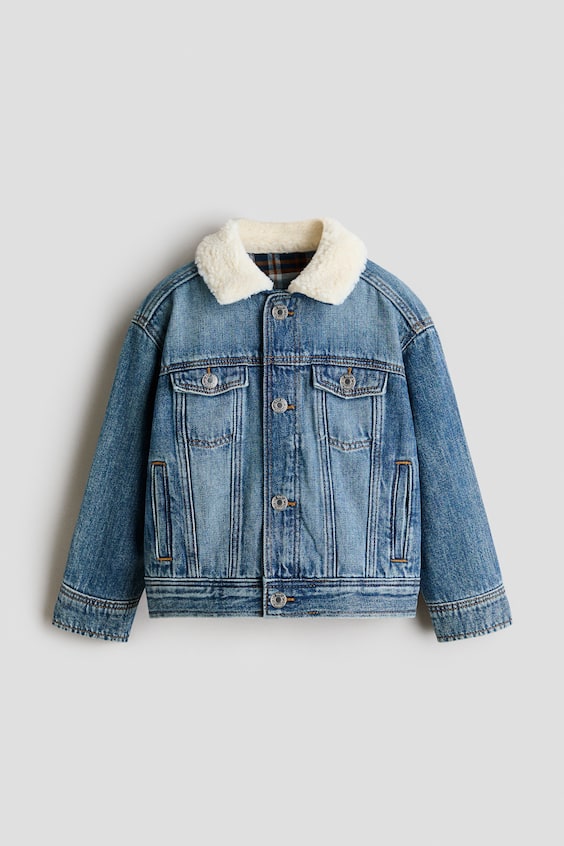 Детские куртки H&M Denim Jacket with Teddy Fleece Collar