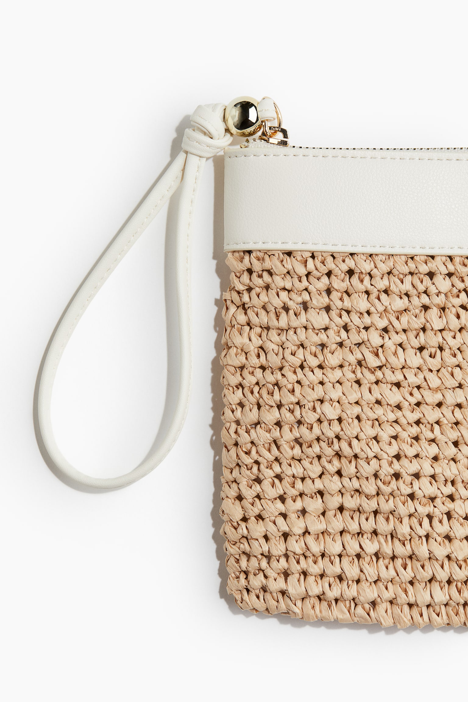 Straw Clutch - Beige/White - 3