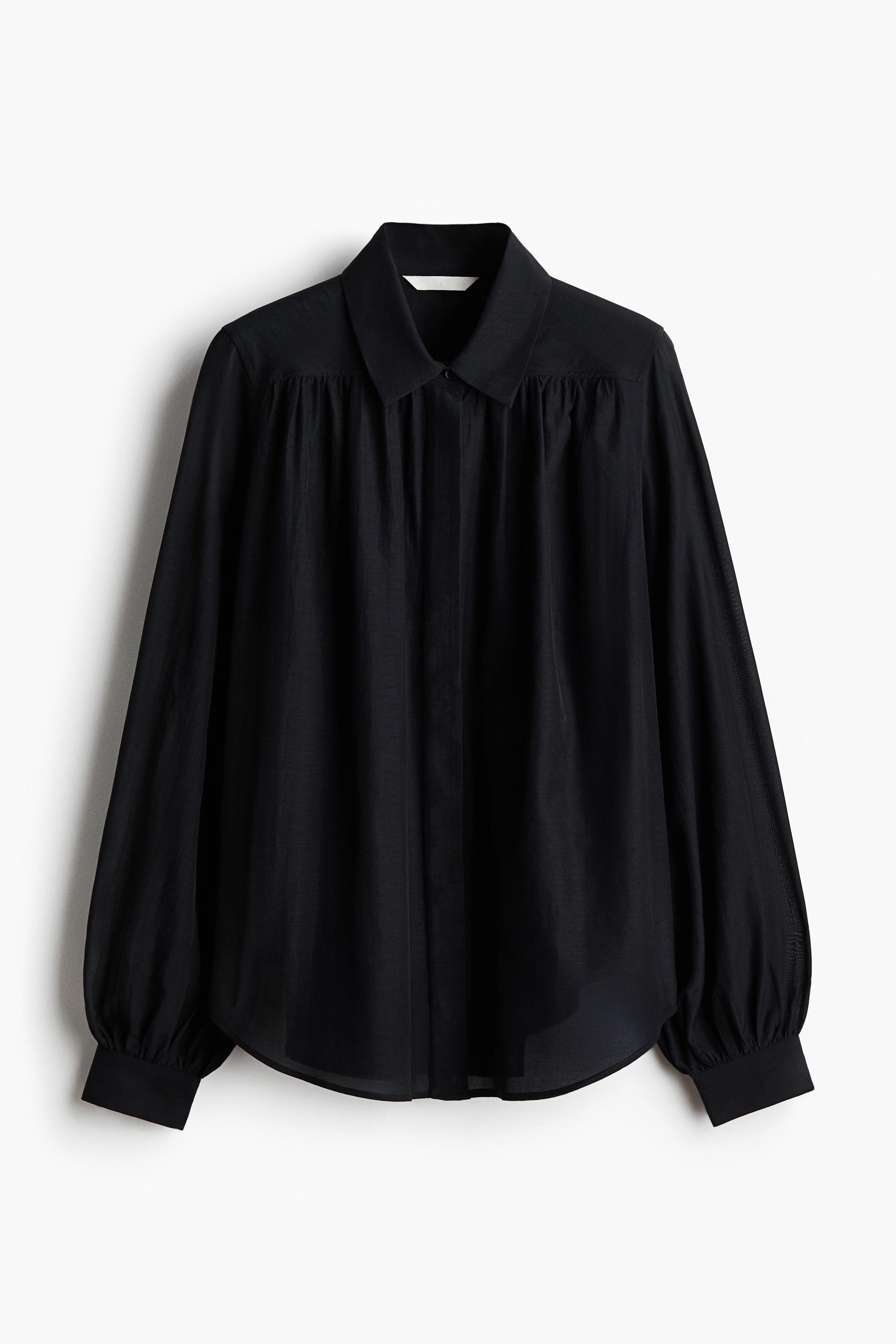 Gathered blouse - Black/White/Dusty pink