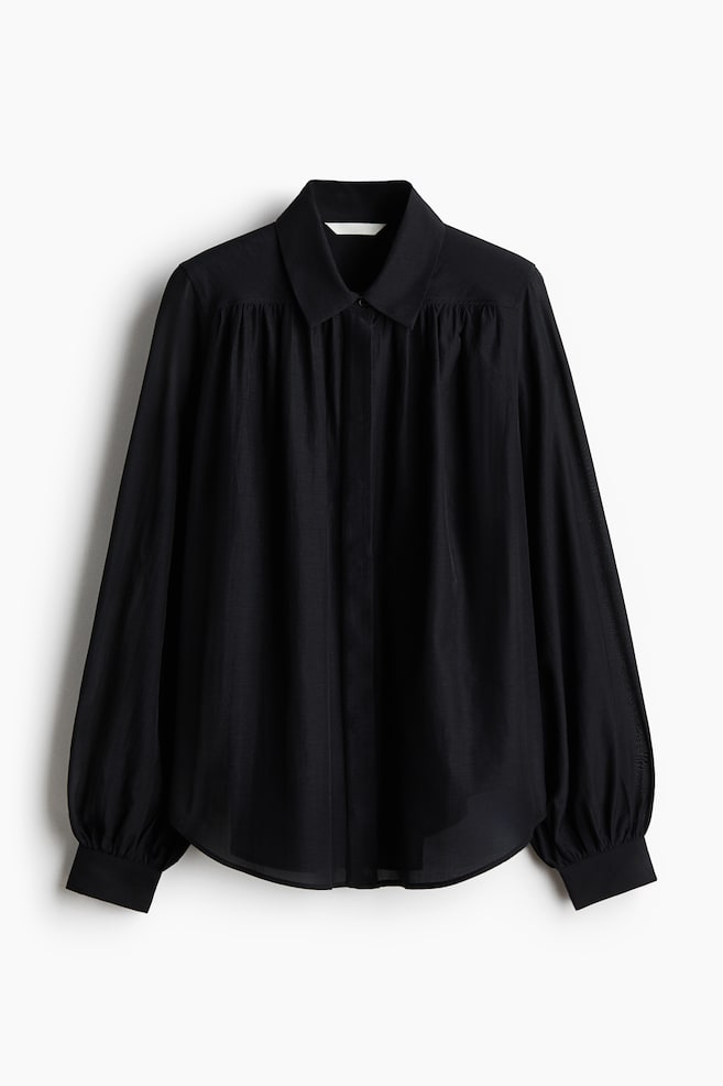 Gathered Blouse - Black/White - 1