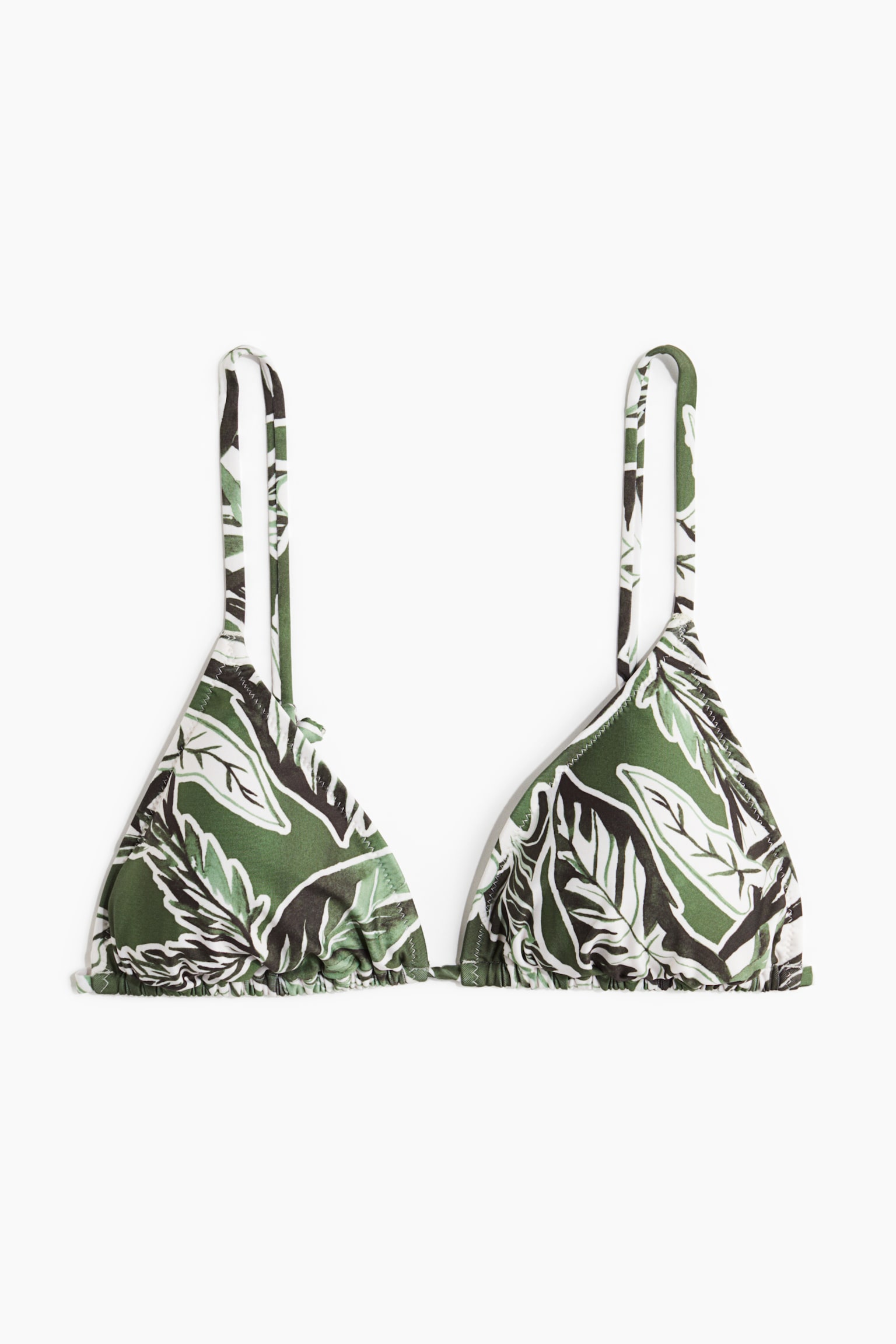 Padded triangle bikini top - Green/Floral/Dark green - 2