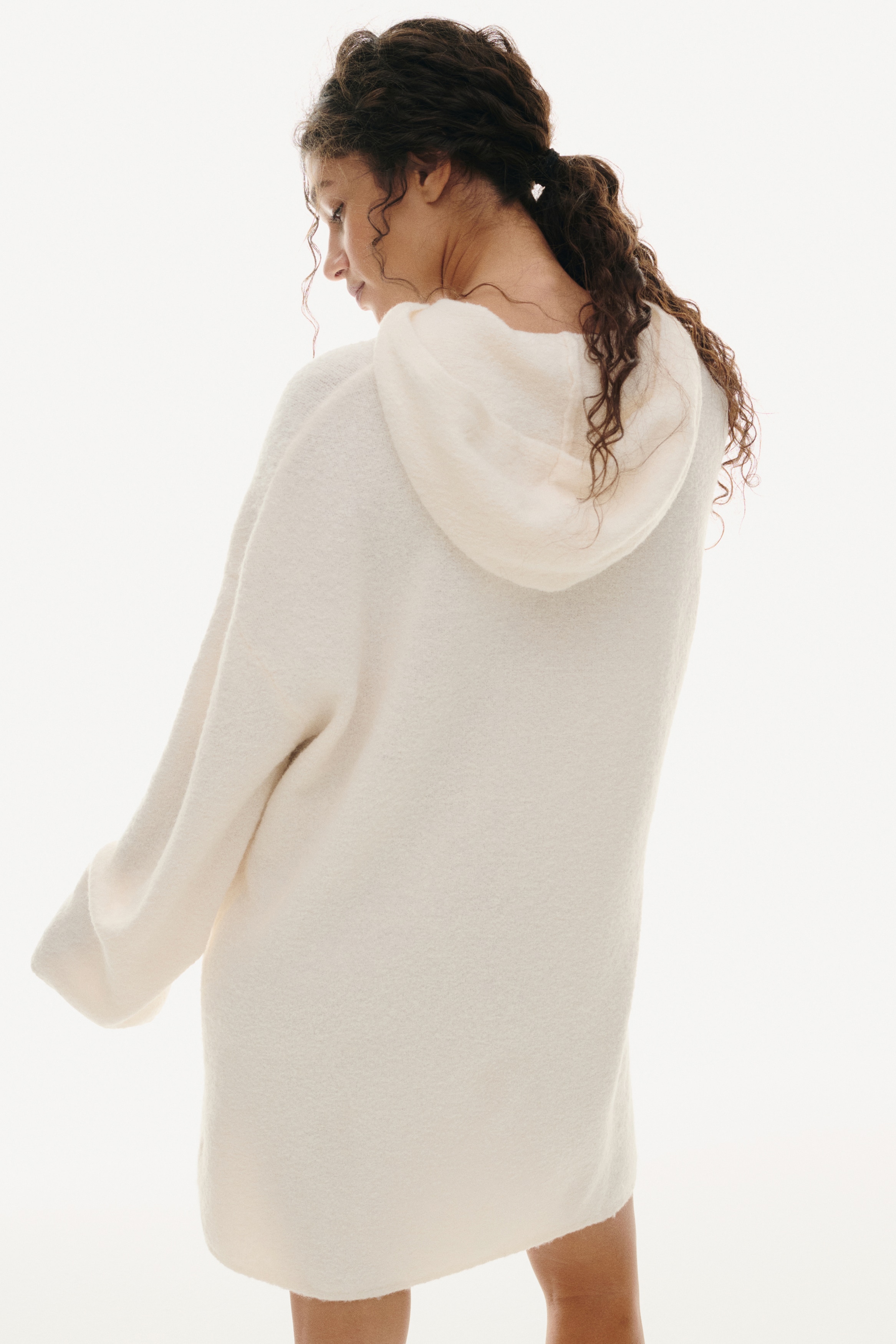 Hooded wool-blend dress