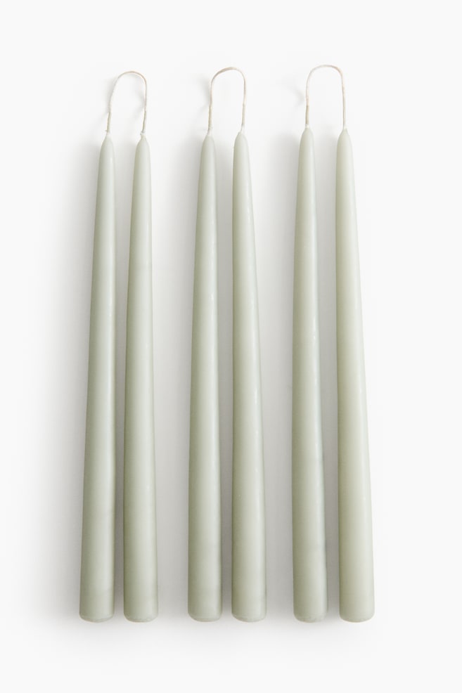6-pack Taper Candles - Sage green/White/Light yellow/Light beige/Dark brown/Red/Light pink - 1