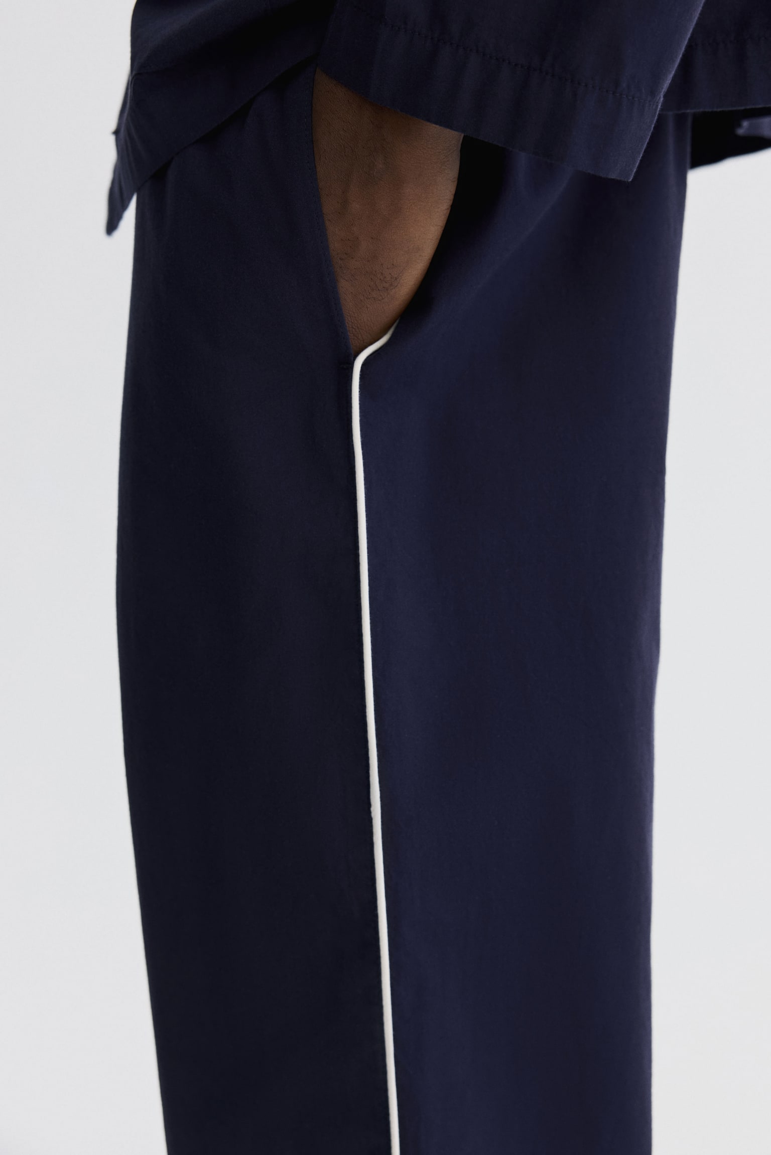 Cotton Pajama Shirt and Pants - Navy blue/Light dusty blue/striped - 6