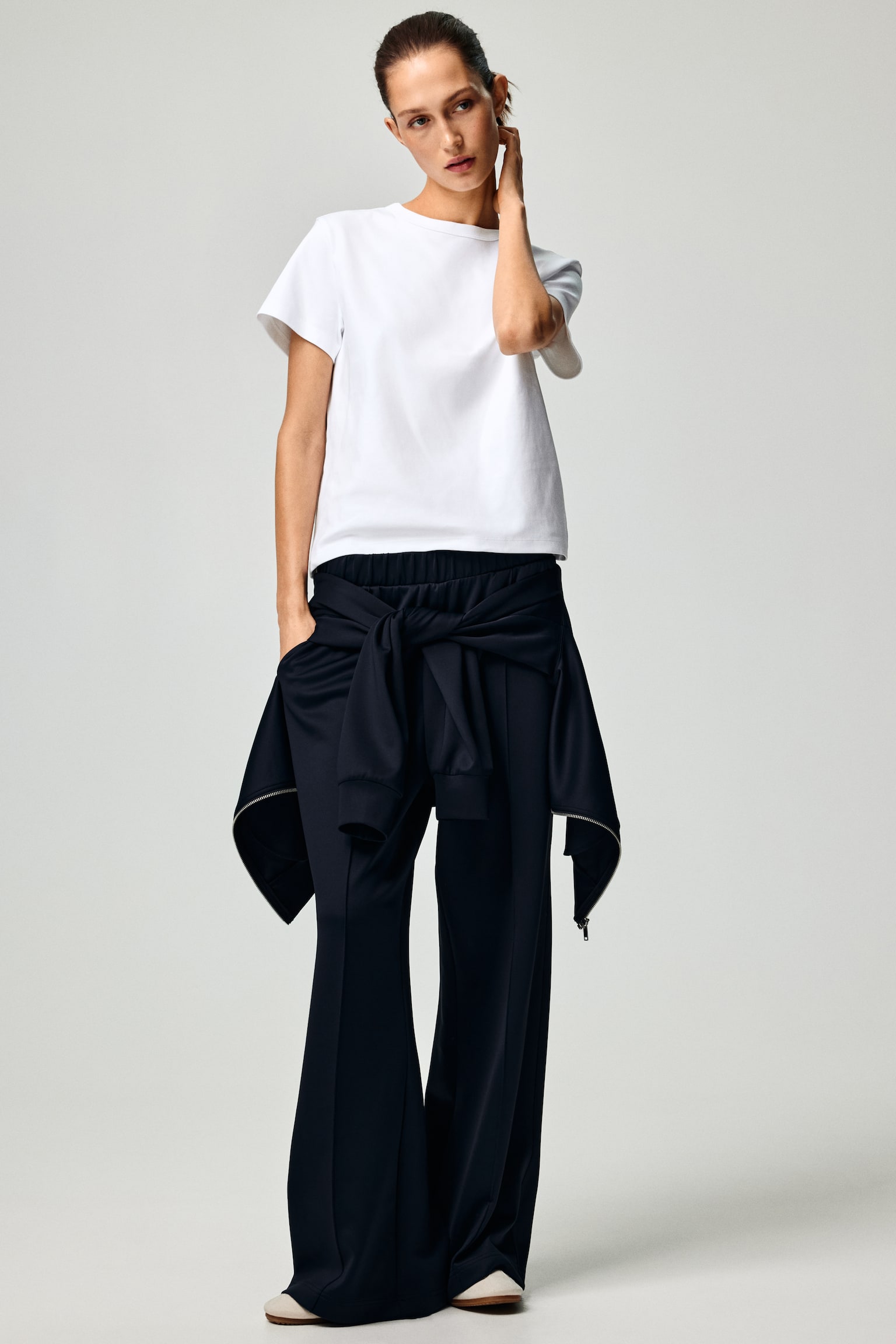 Crease-front pull-on trousers - Navy blue/Truffle grey - 5
