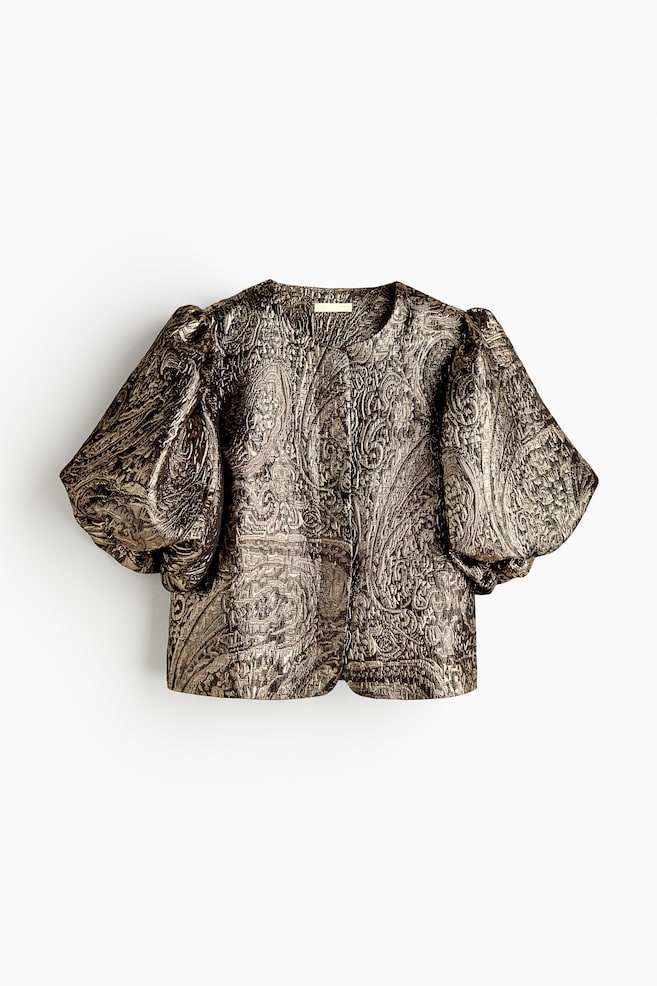 Balloon-Sleeved Blouse - Gold-colored - 1