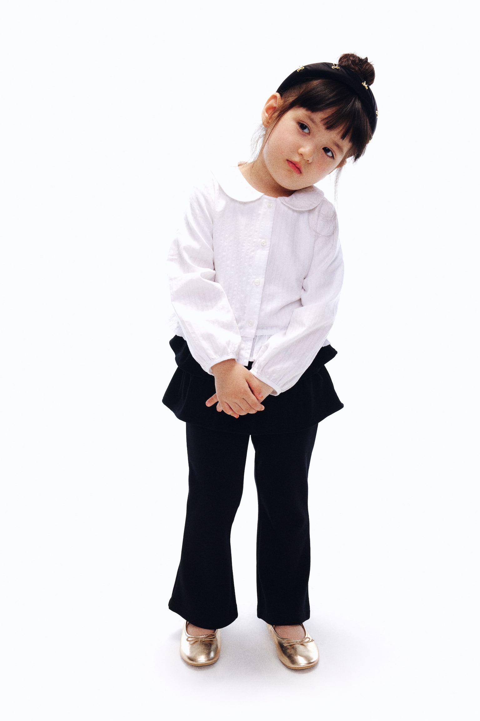 裙襬外層內搭褲 - 黑色/淺灰混色 - 3