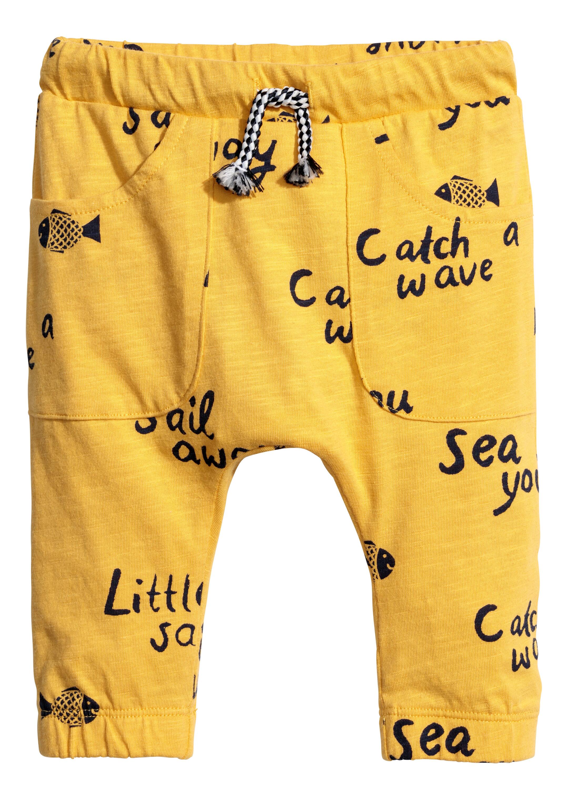 Grotere afbeelding bekijken: Tricot broek met zakken - Geel/Catch a wave - KINDEREN | H&M NL 1