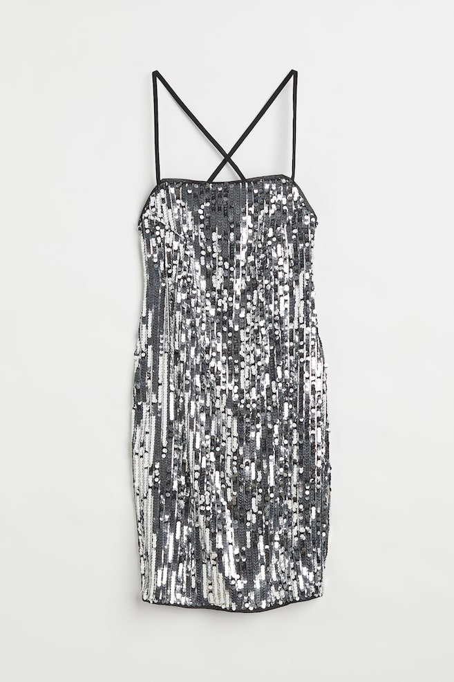 Short sequined dress - Black/Silver-coloured - 1