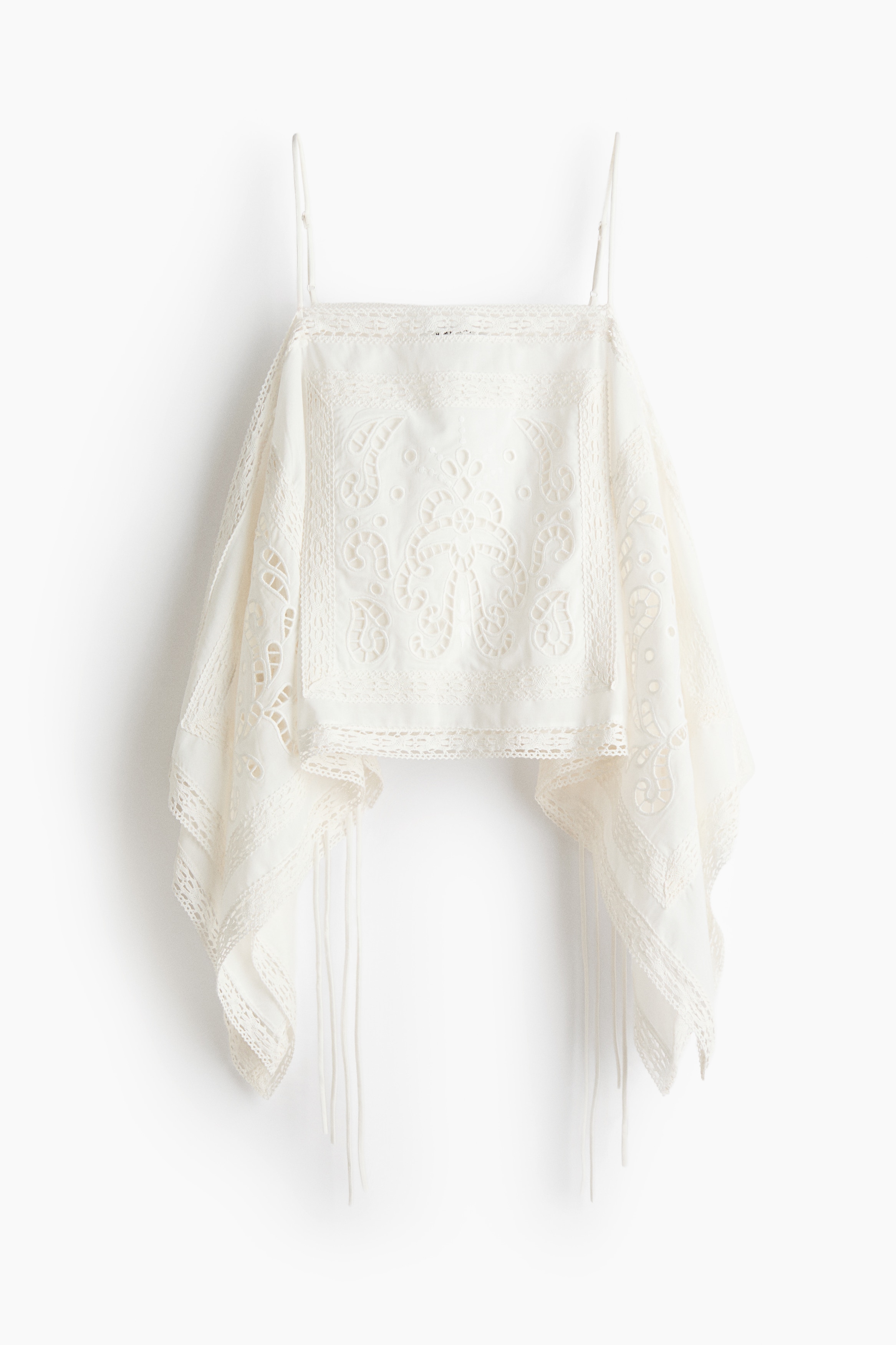 Broderie anglaise strappy top - White