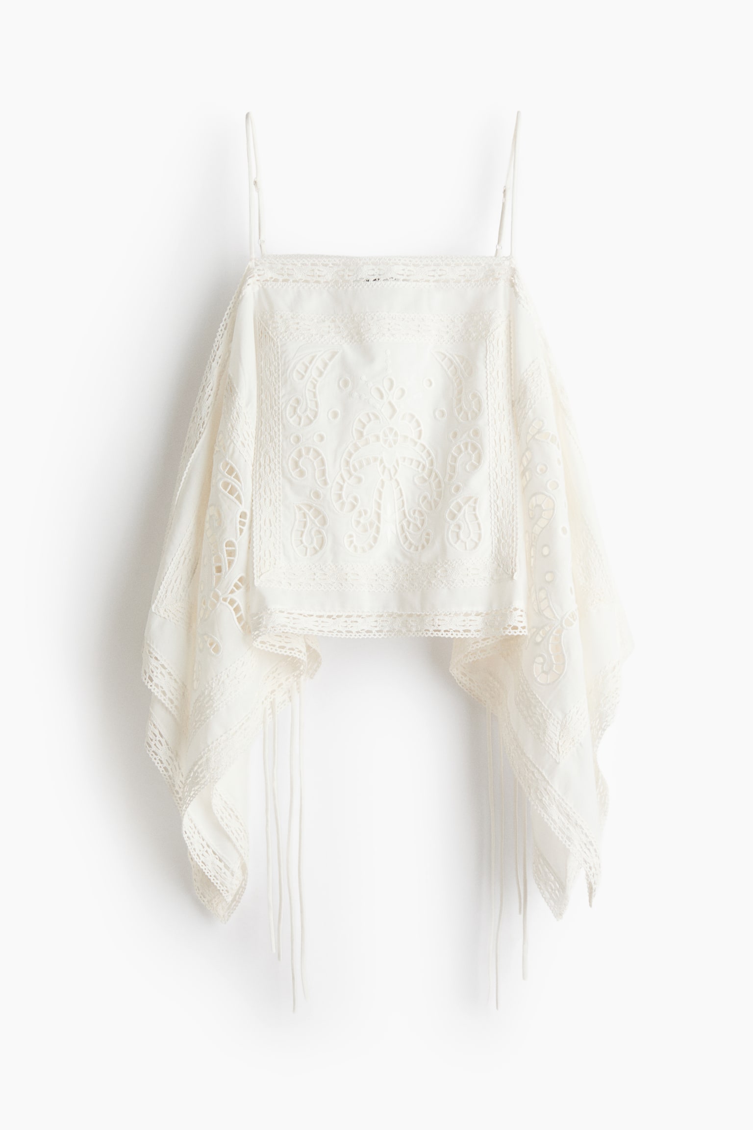 Broderie anglaise strappy top - White - 2