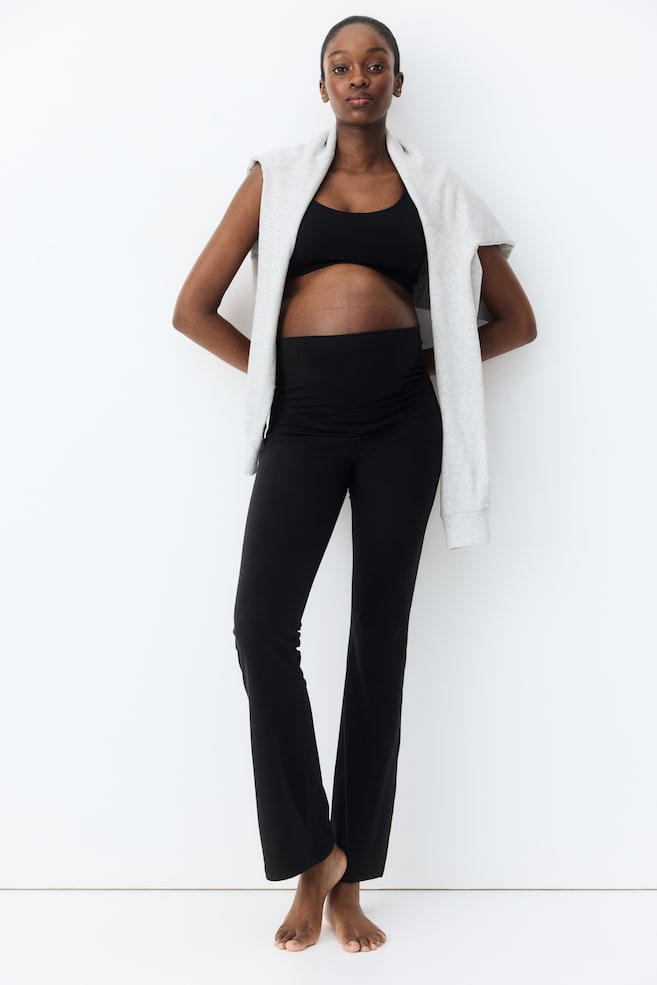 MAMA Flared Sports Leggings with SoftMove™-Black - 4