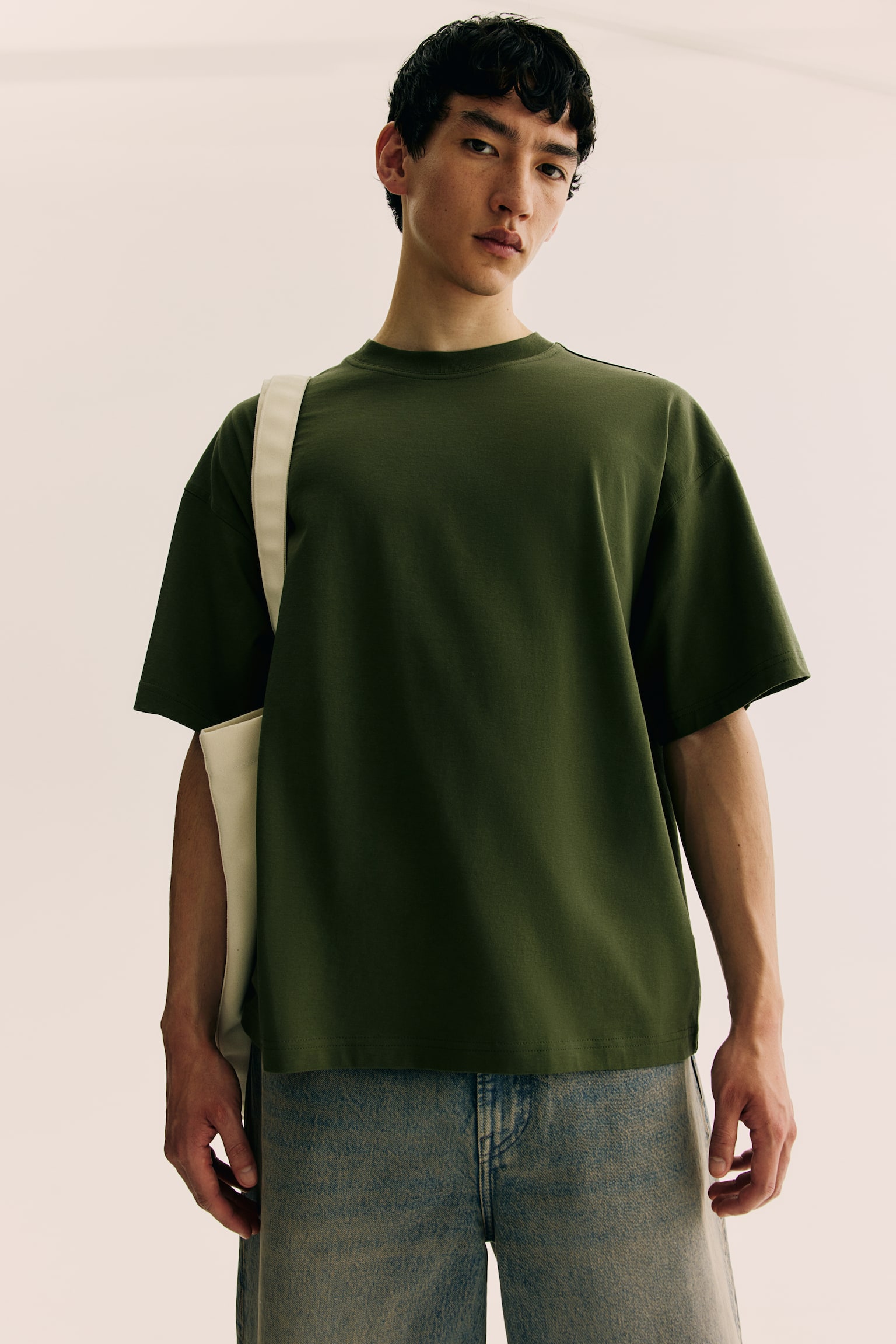 Oversized Fit Tee - Khaki green/Black/White/Turquoise/Stripe/Beige/Beige - 5