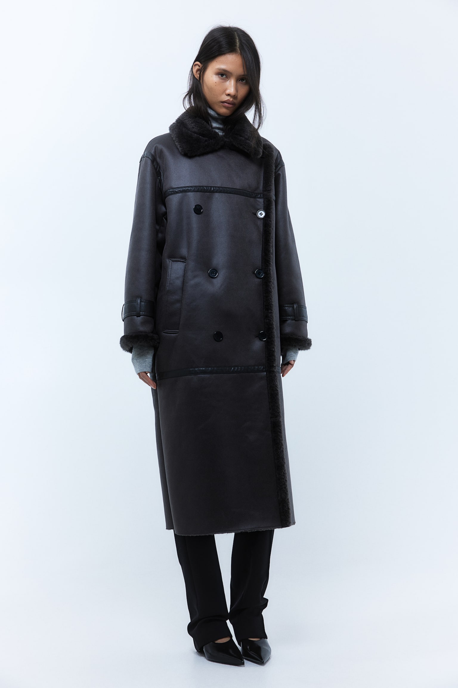 Oversized coat - Black/Mole - 1