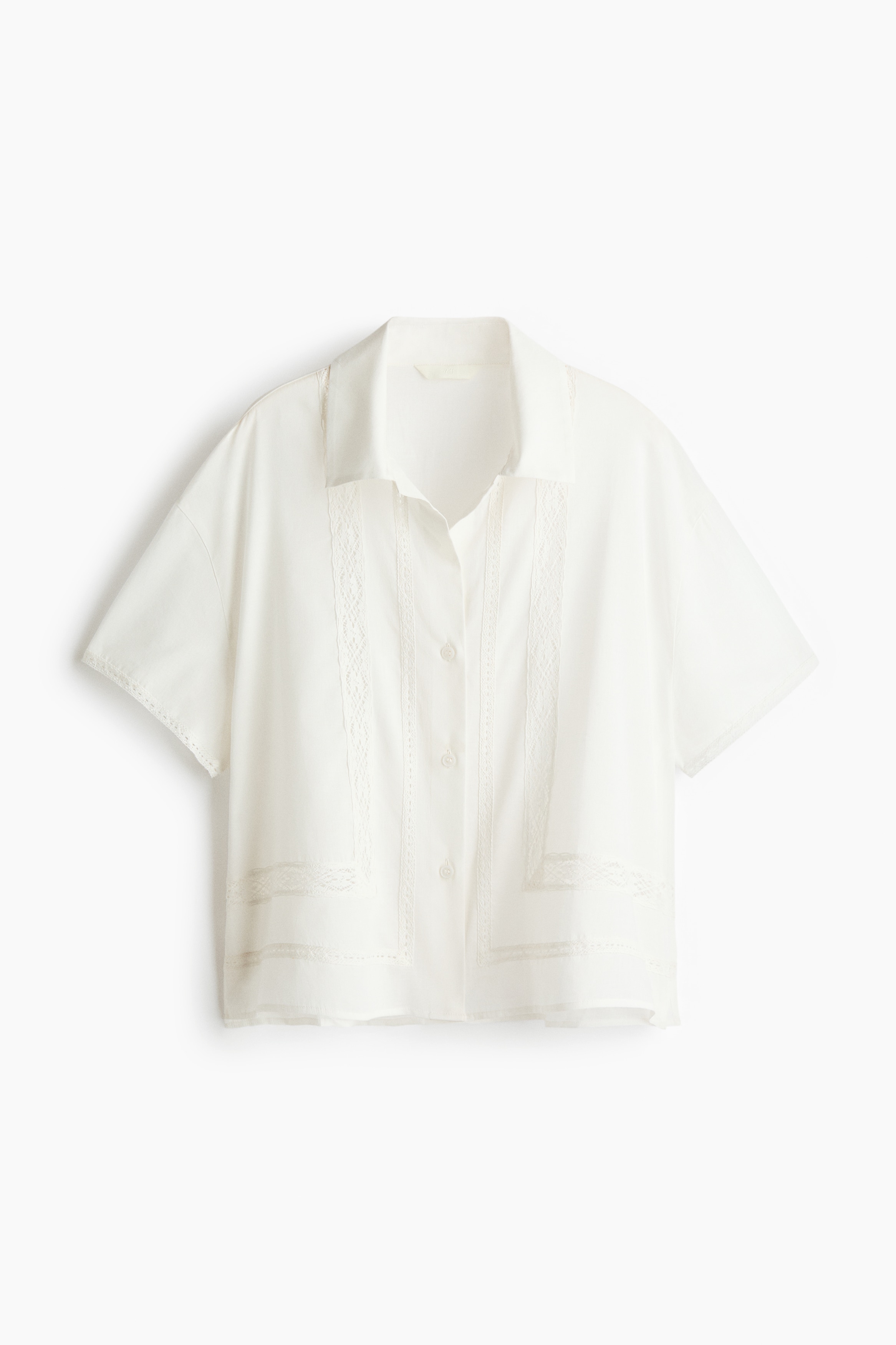 Lace-Trimmed Beach Shirt - White