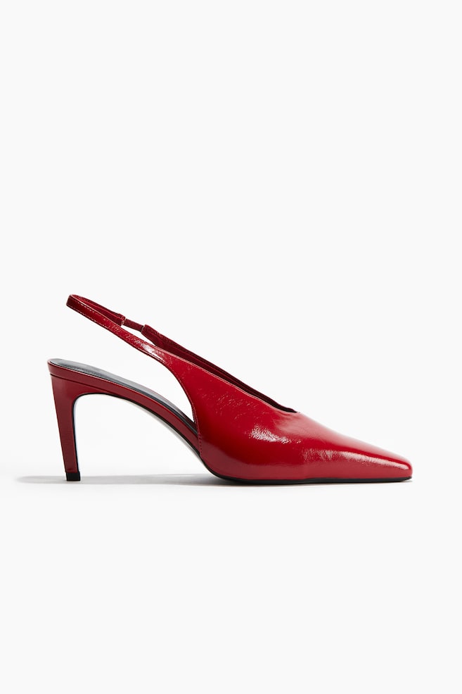 Heeled slingbacks - Bright red/Light greige - 1