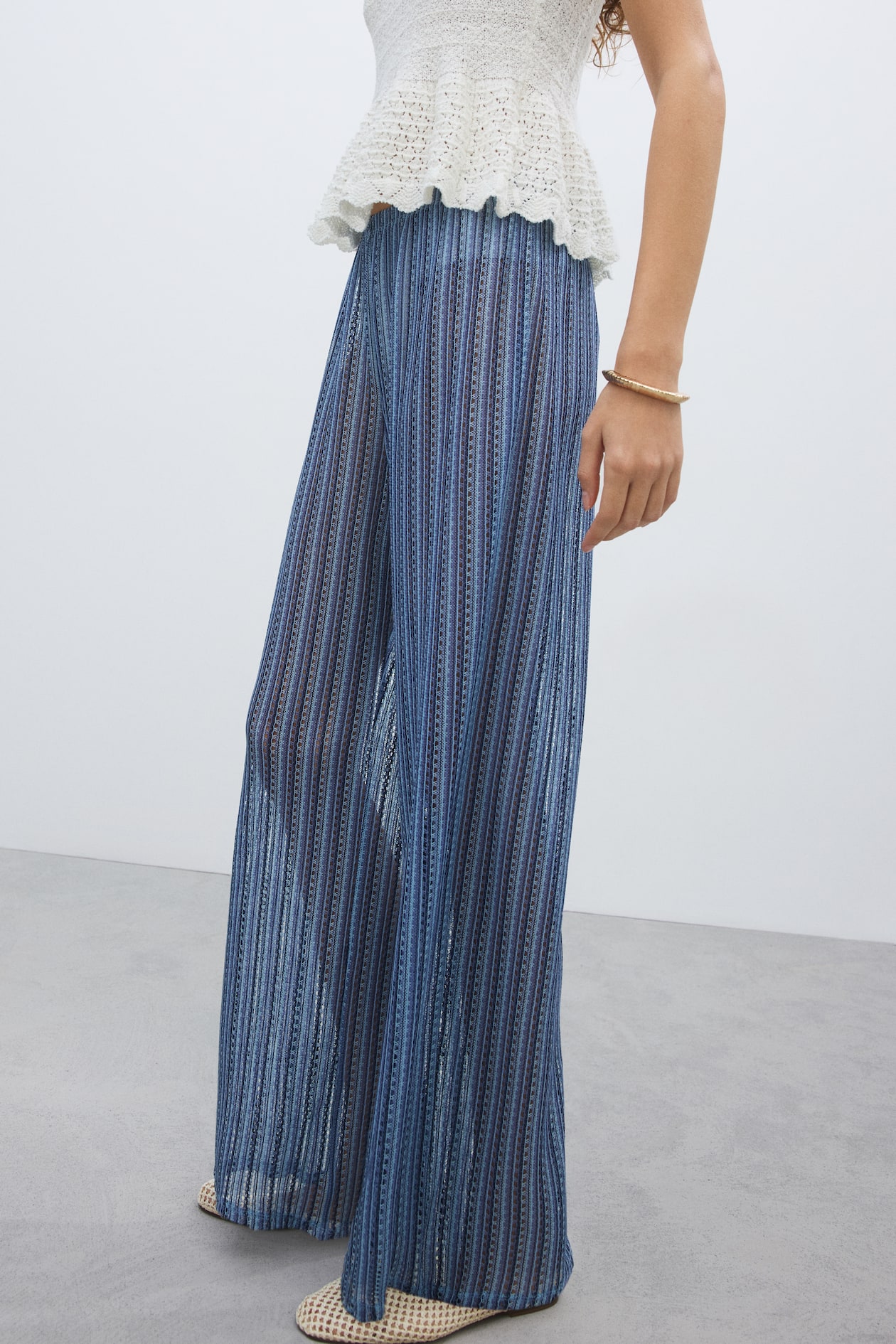 Wide-Leg Open-Knit Pants - image 3