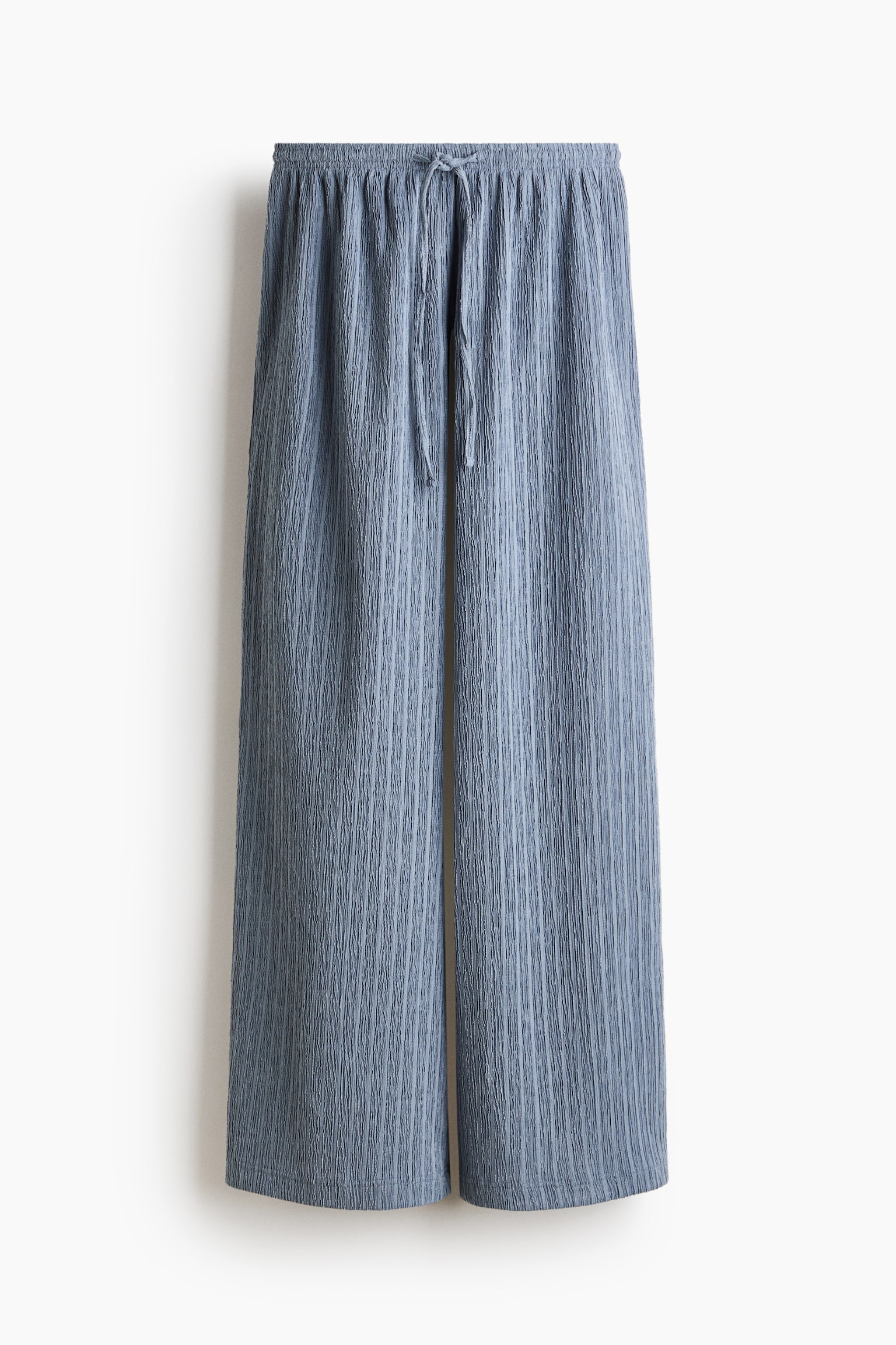 Crinkled drawstring trousers - Dusty blue/Navy blue - 1