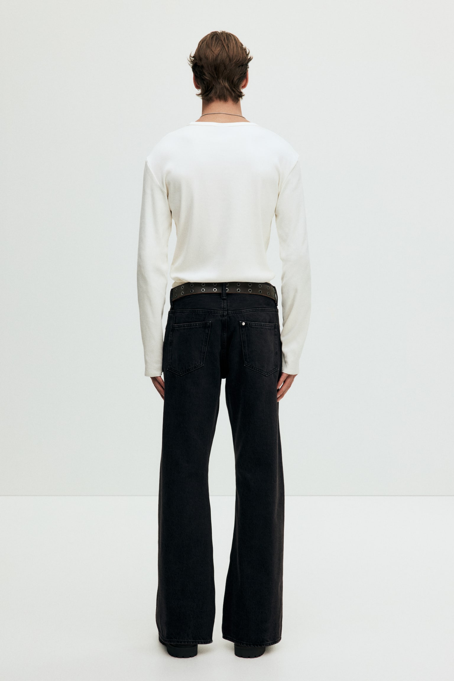 Relaxed Bootcut Jeans - 黑色/深丹寧藍 - 7