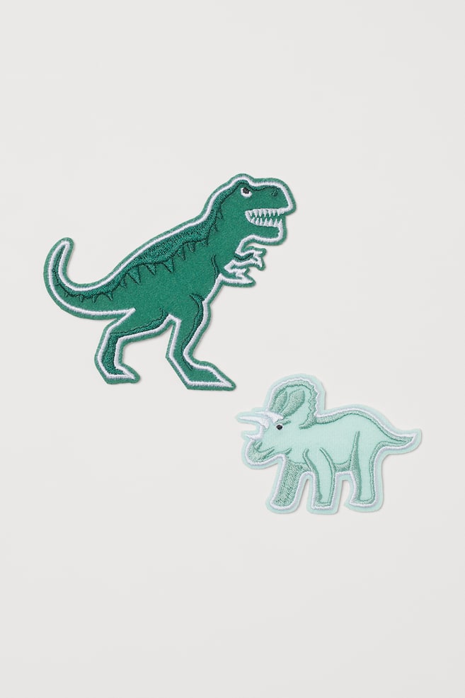 2-pack dinosaur-motif repair patches - Green/Dinosaurs - 1