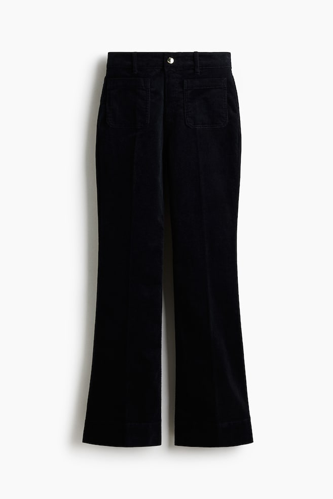 Flared corduroy trousers - Navy blue/Dark green/Dark brown/Light beige/Dark red - 1