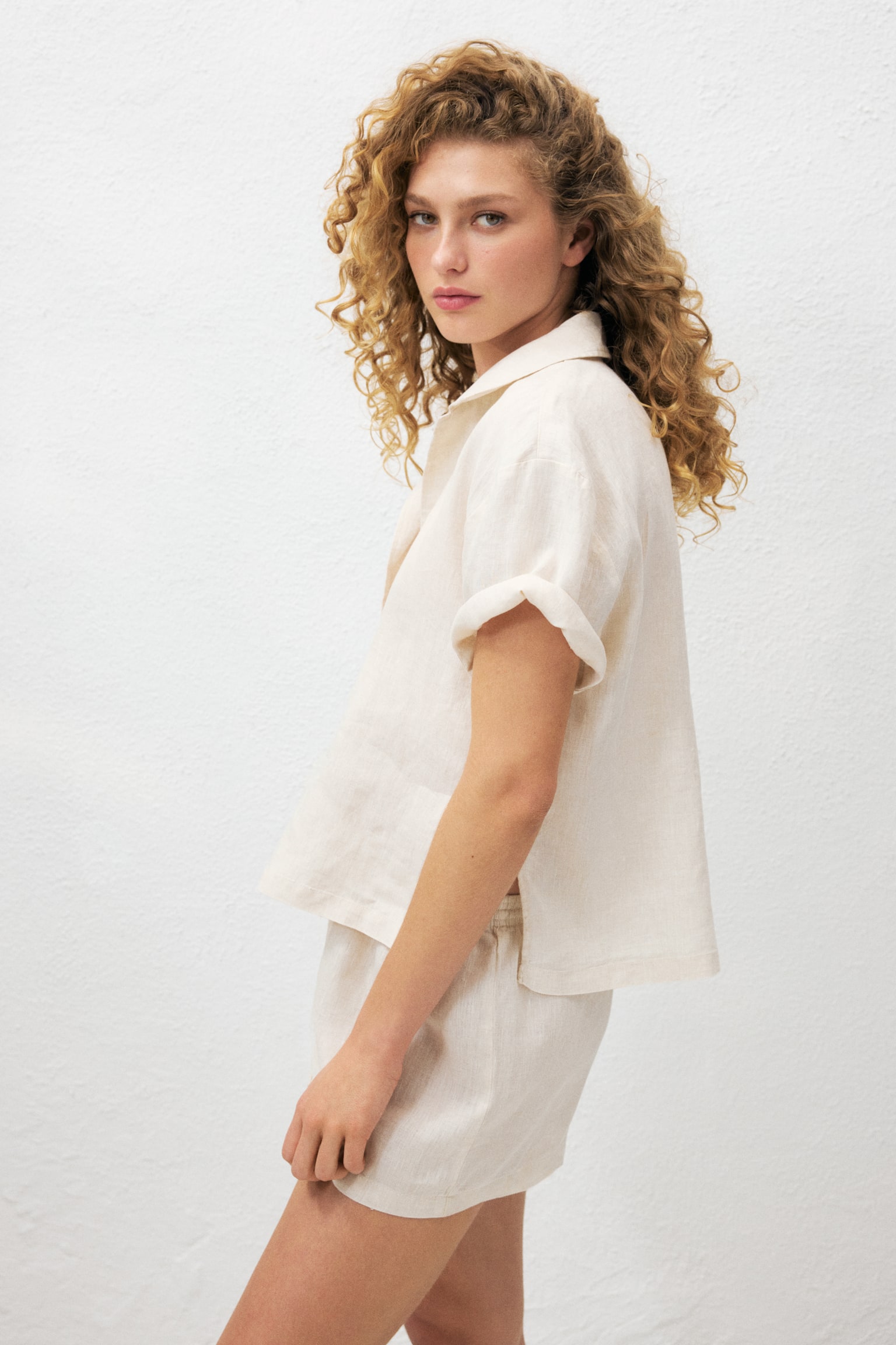 Linen beach shorts - Light beige - 4