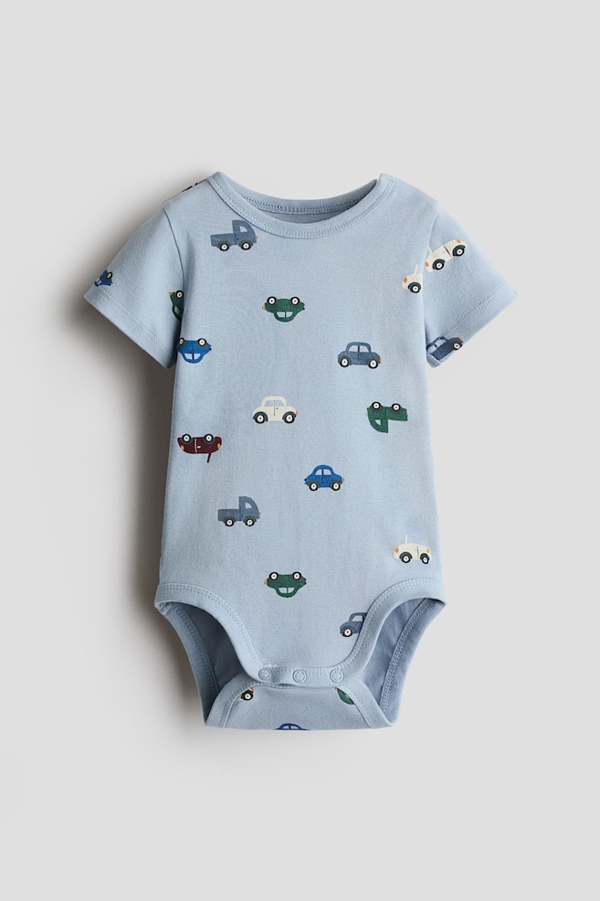 Printed Bodysuit - Light dusty blue/cars/Light dusty pink/hearts/Light khaki green/vehicles/Light pink/floral/Cream/floral/Light beige/bears/Cream/seashells/White/vehicles - 1
