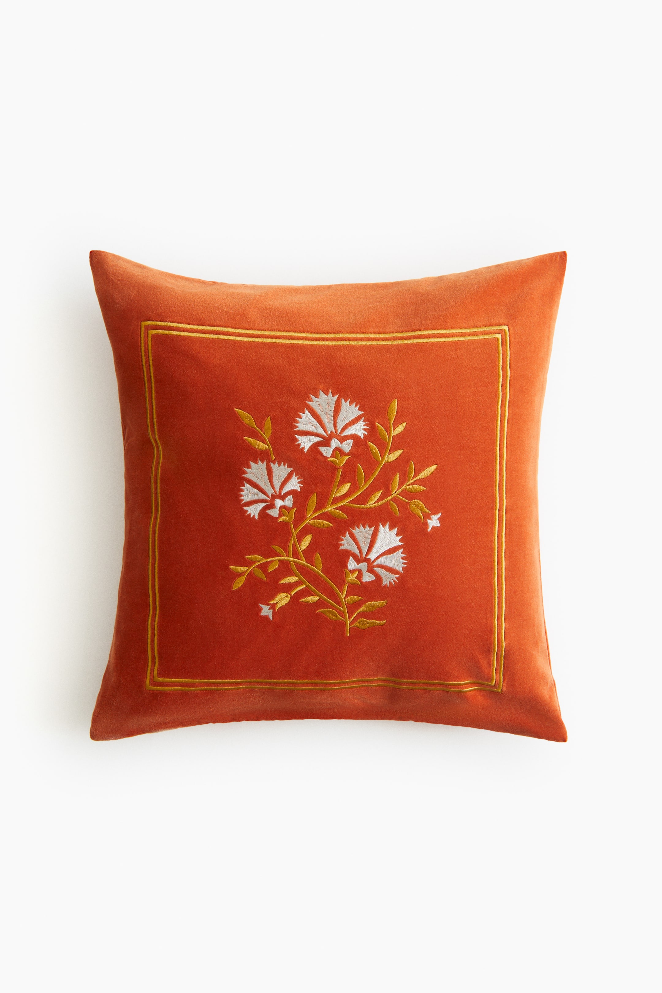 View larger image: Embroidered cushion cover - Dark orange/Flowers - Home All | H&M IN 1