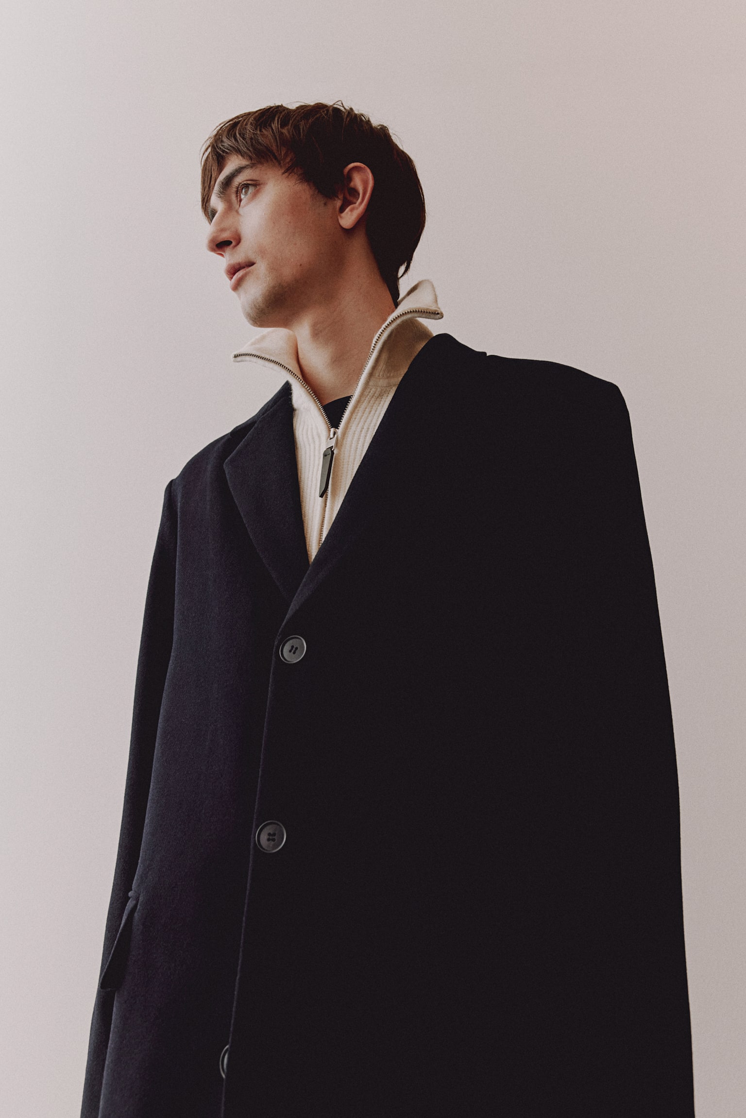 Wool-blend coat - Navy blue/Black/Grey marl - 1