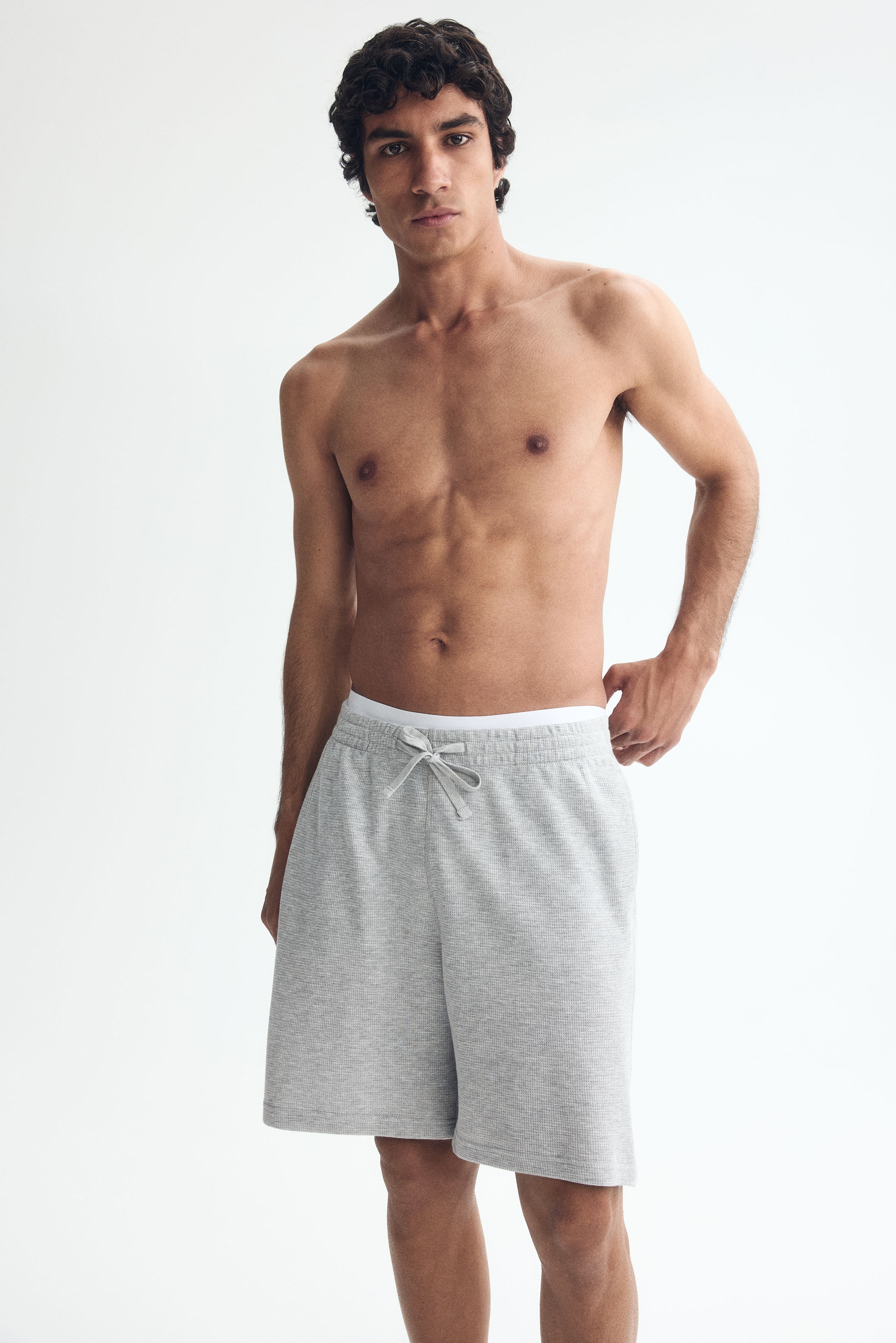 Ostyamintás sort Relaxed Fit - Szürke melír/Fehér