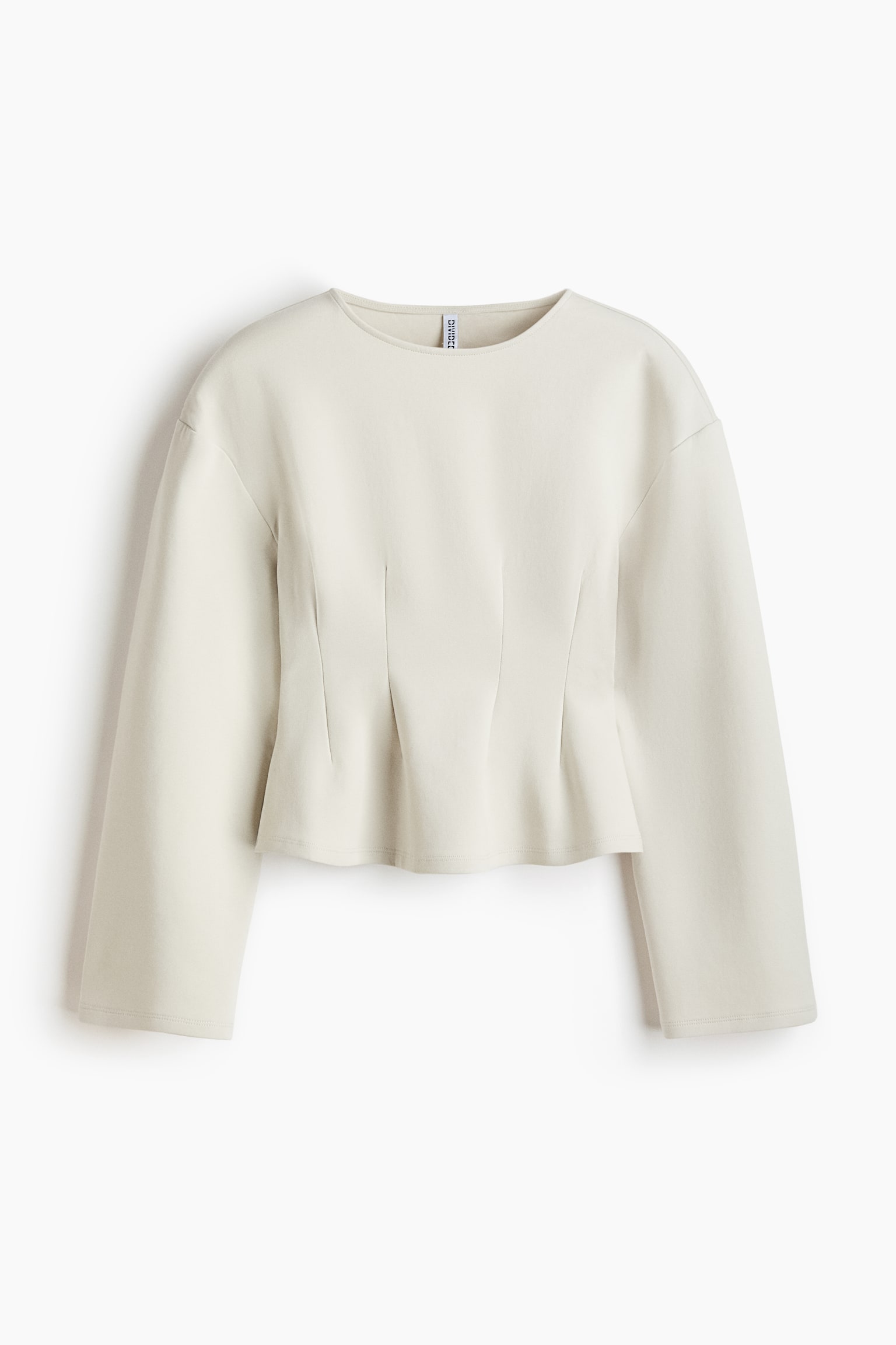 Waisted interlock top - Light beige/Dark khaki green/Black - 1