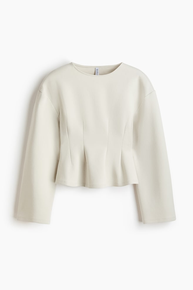Waisted interlock top - Light beige/Black/Dark khaki green - 1