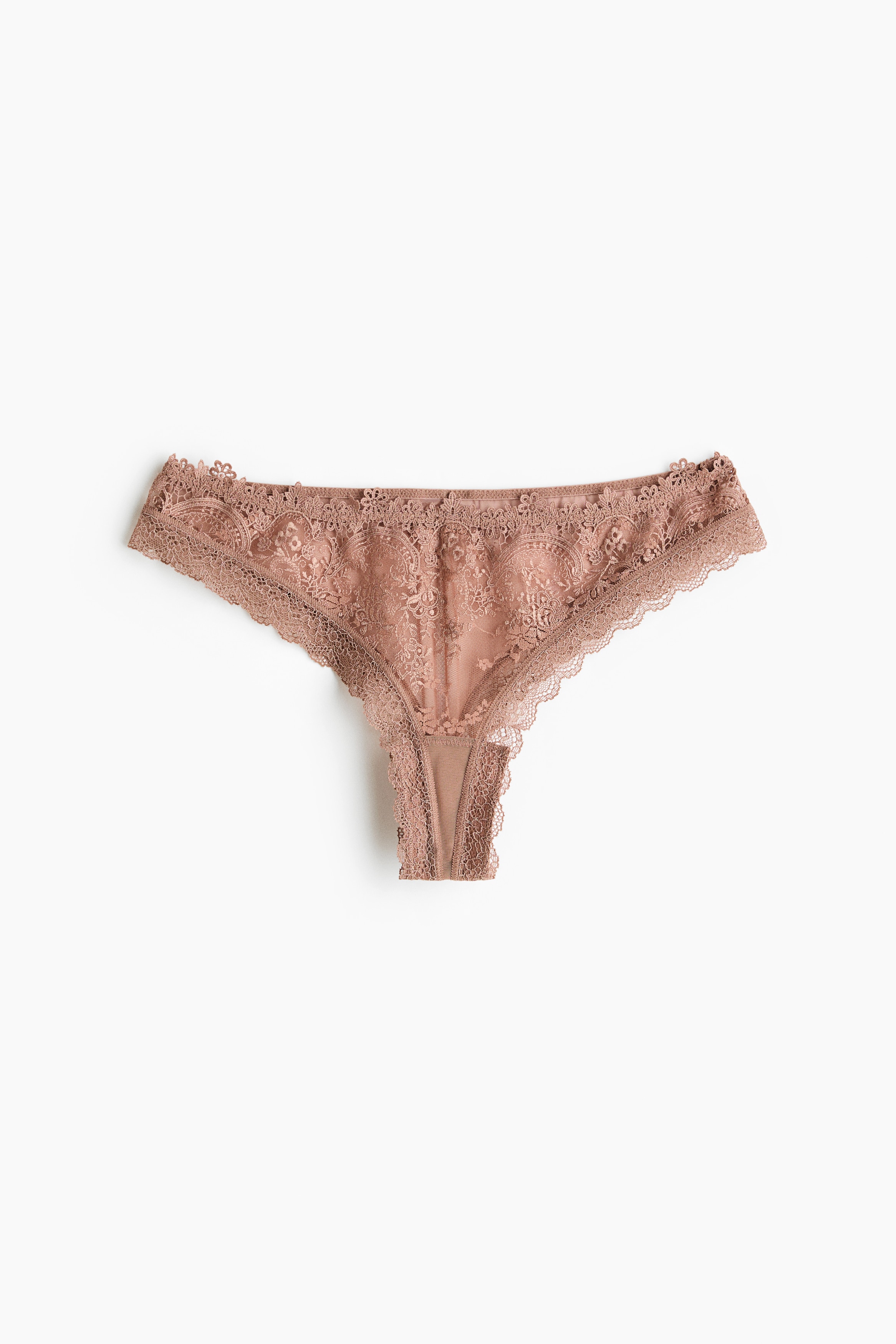 Culotte Brazilian brodée - Marron clair/Crème