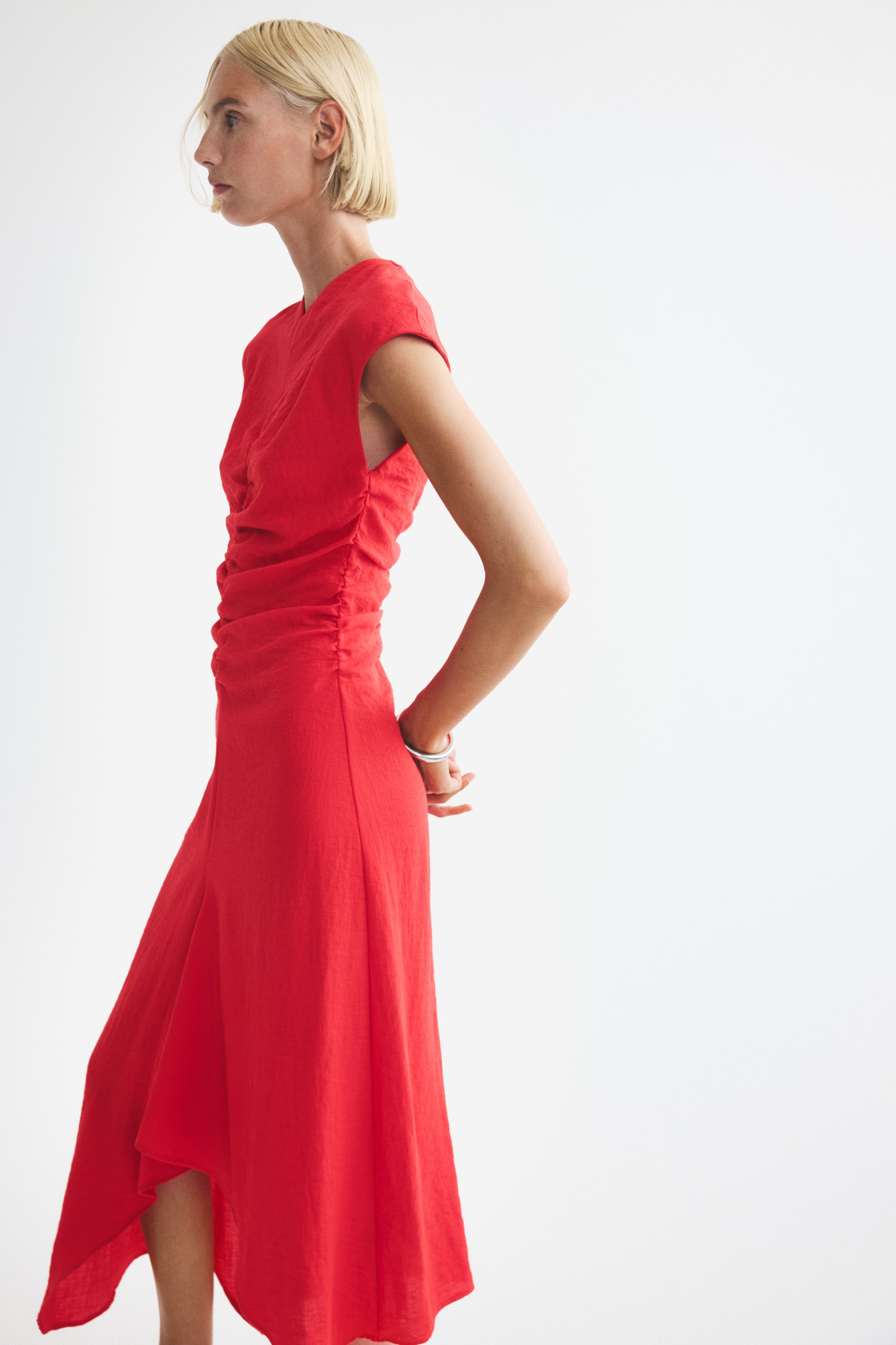 Cap-Sleeved Handkerchief Dress