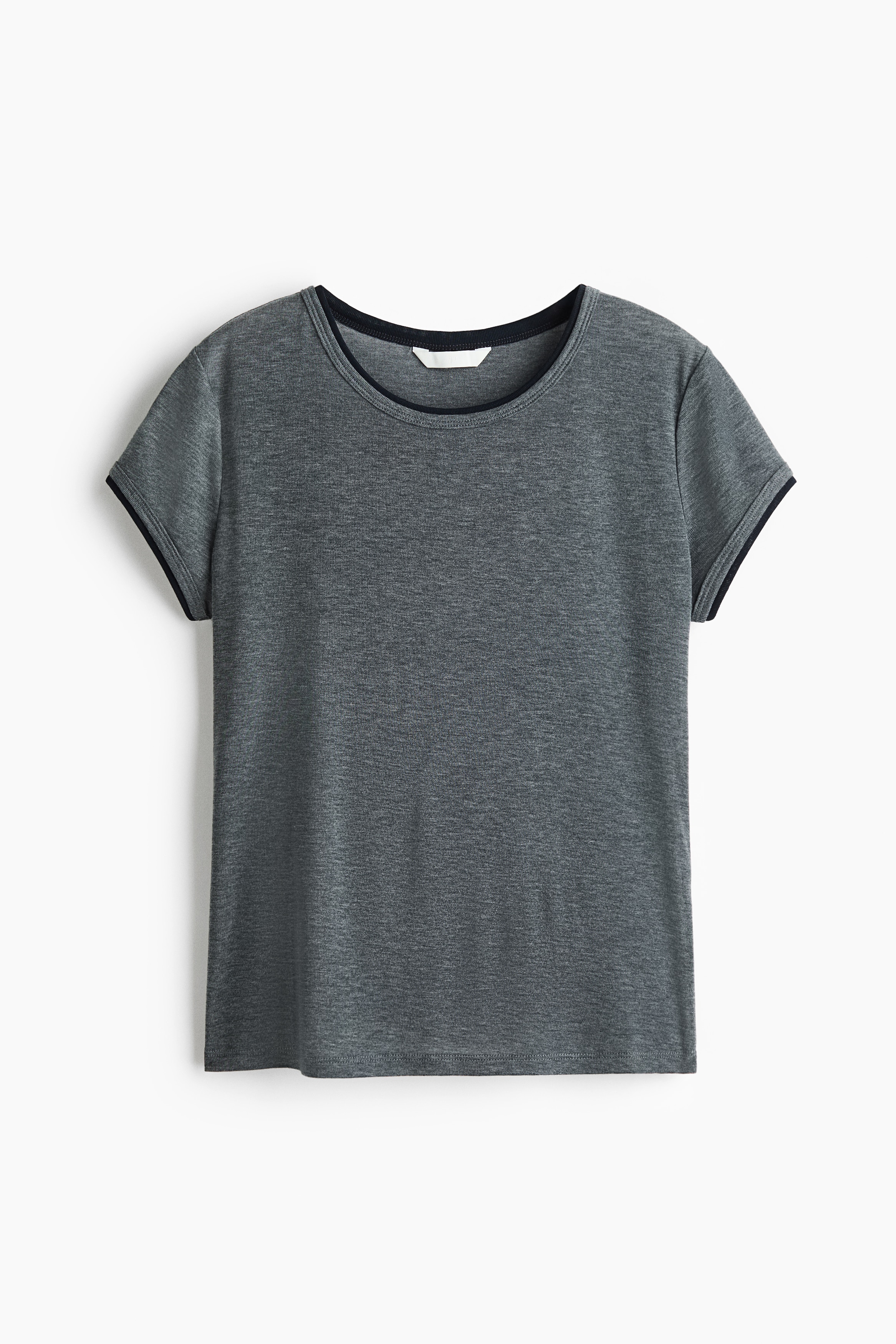 Layered Tee - Dark grey marle/Navy blue/Plum red
