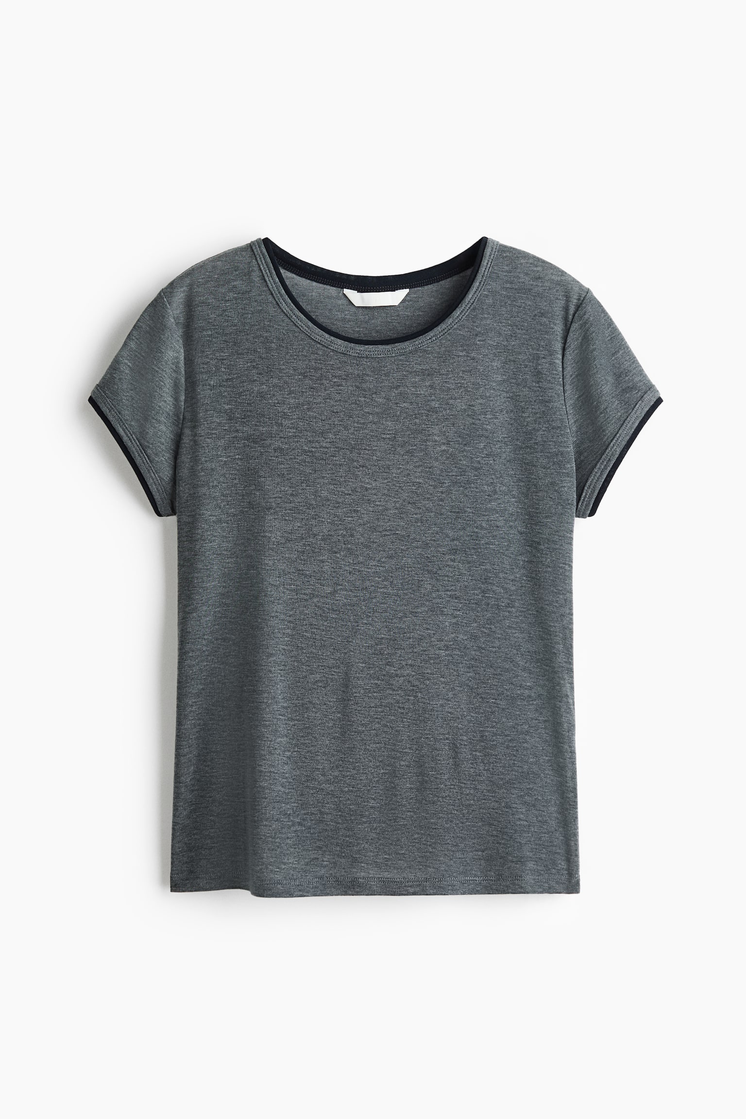 Layered Tee - Dark grey marle/Plum red/Navy blue - 1