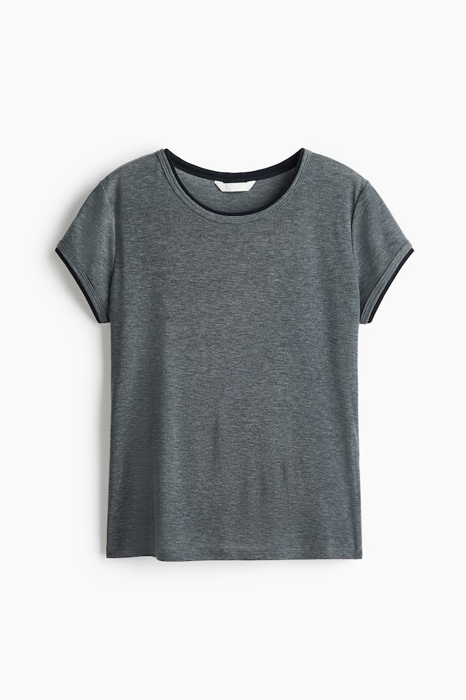 Layered T-Shirt - Dark gray melange/Navy blue/Plum red - 1