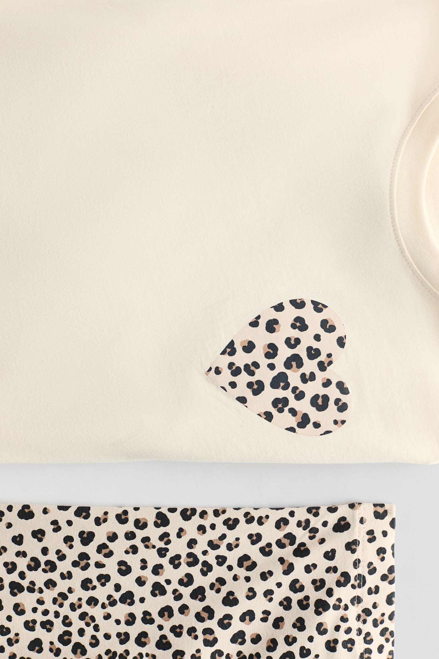 2-piece cotton jersey set - Light beige/Heart - 2