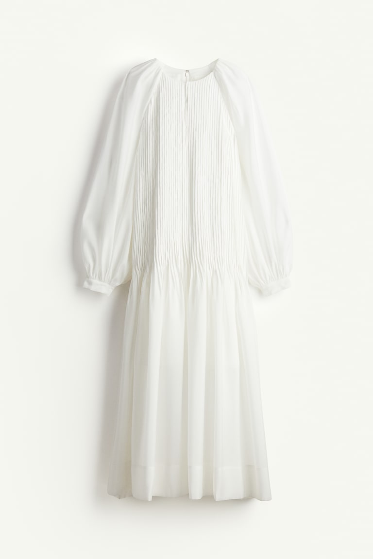 h&m white pleated dress Cream/Spotted Pleated A-line dress for kids