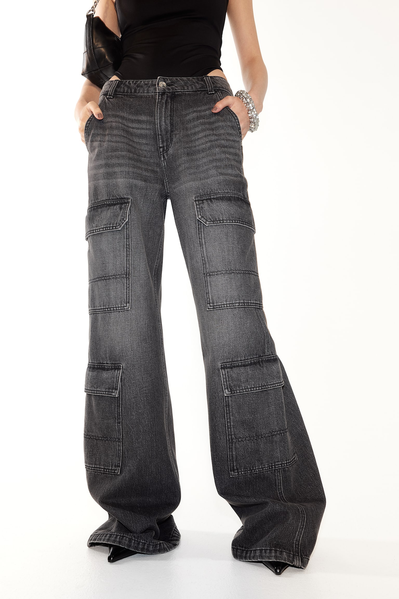 Denim cargo trousers - Black/Grey/Greige - 4