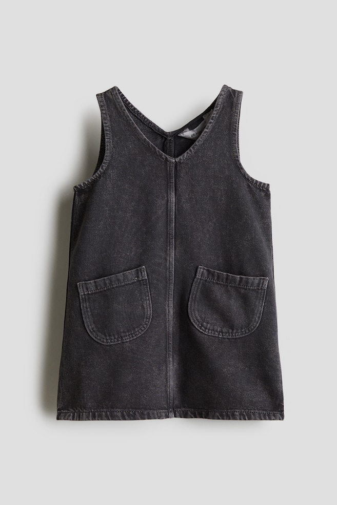 Pinafore-Kleid aus Denim - Dunkelgrau - 1
