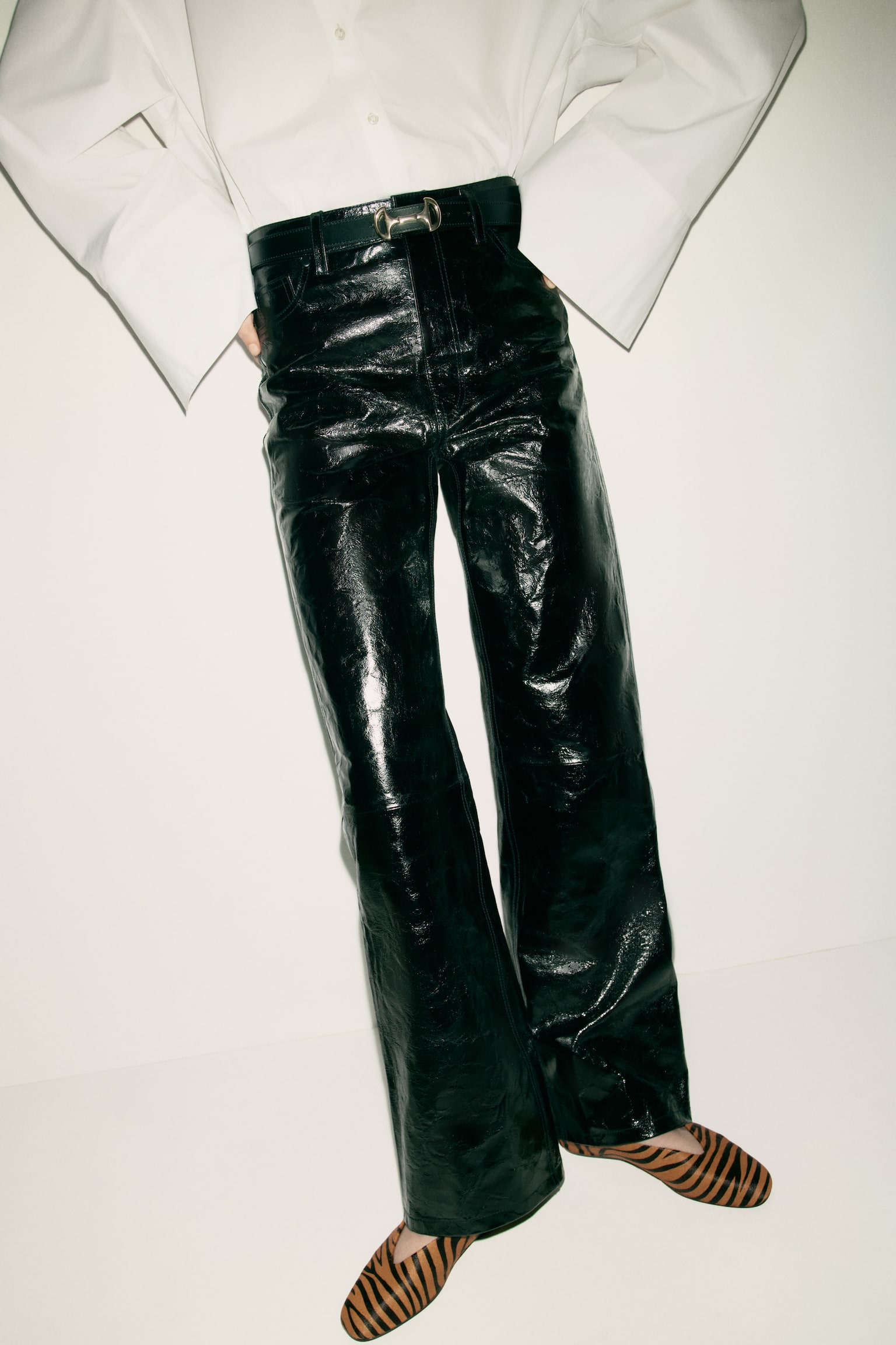 Leather ballet flats - Dark beige/Faux tiger/Dark brown/Faux leopard - 2