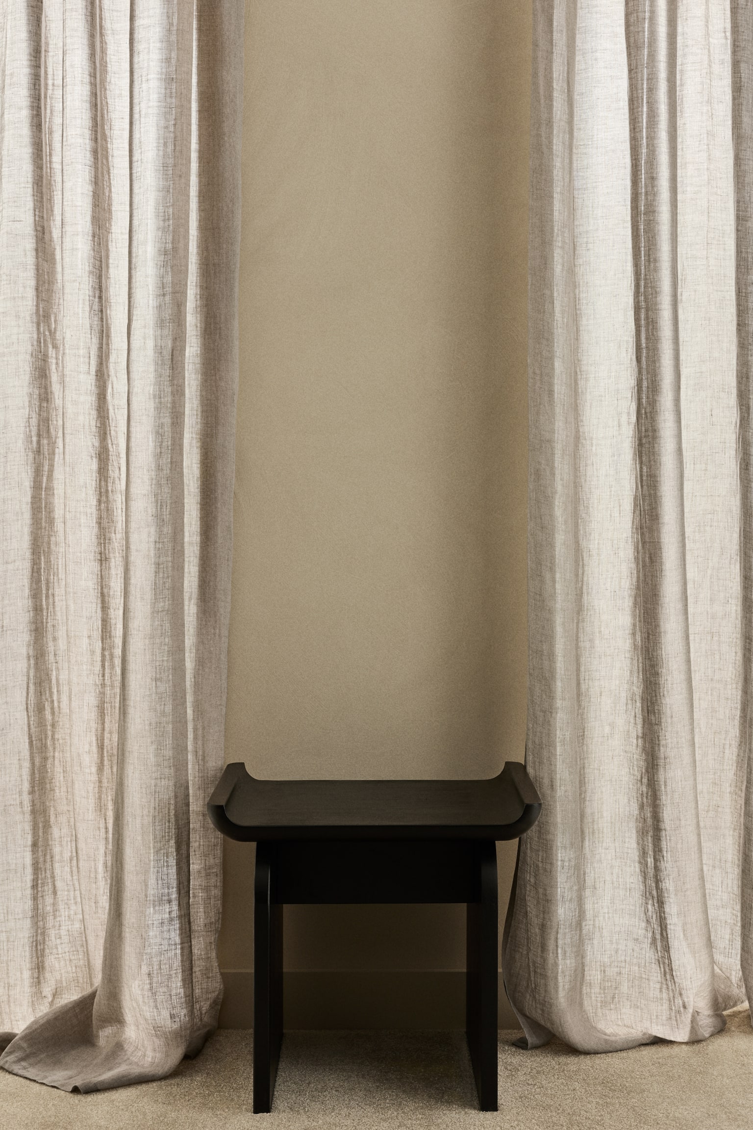 Набір із 2 лляних штор - Коричнево-сірий/Кремовий - 2