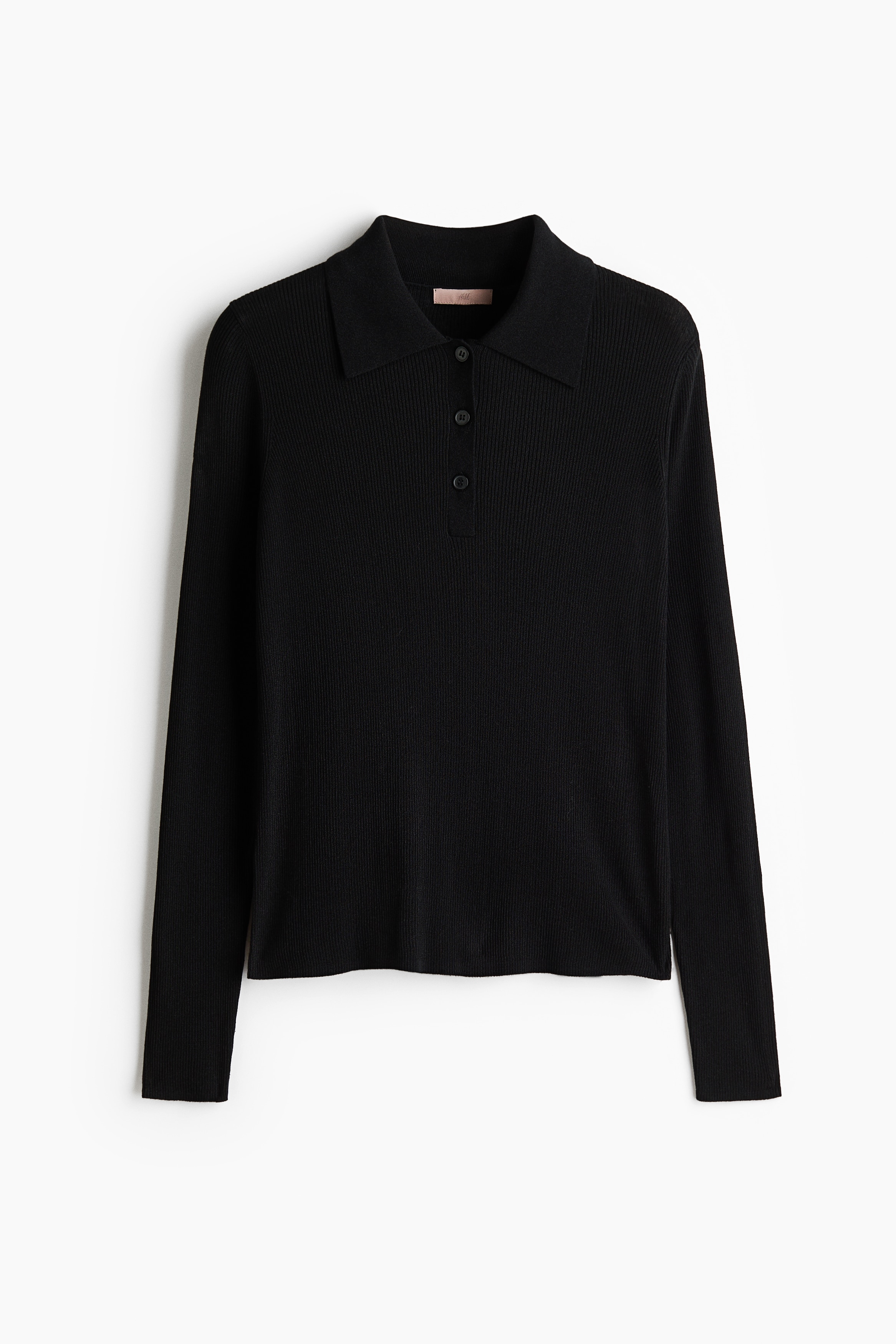Polo in maglia a coste - Nero
