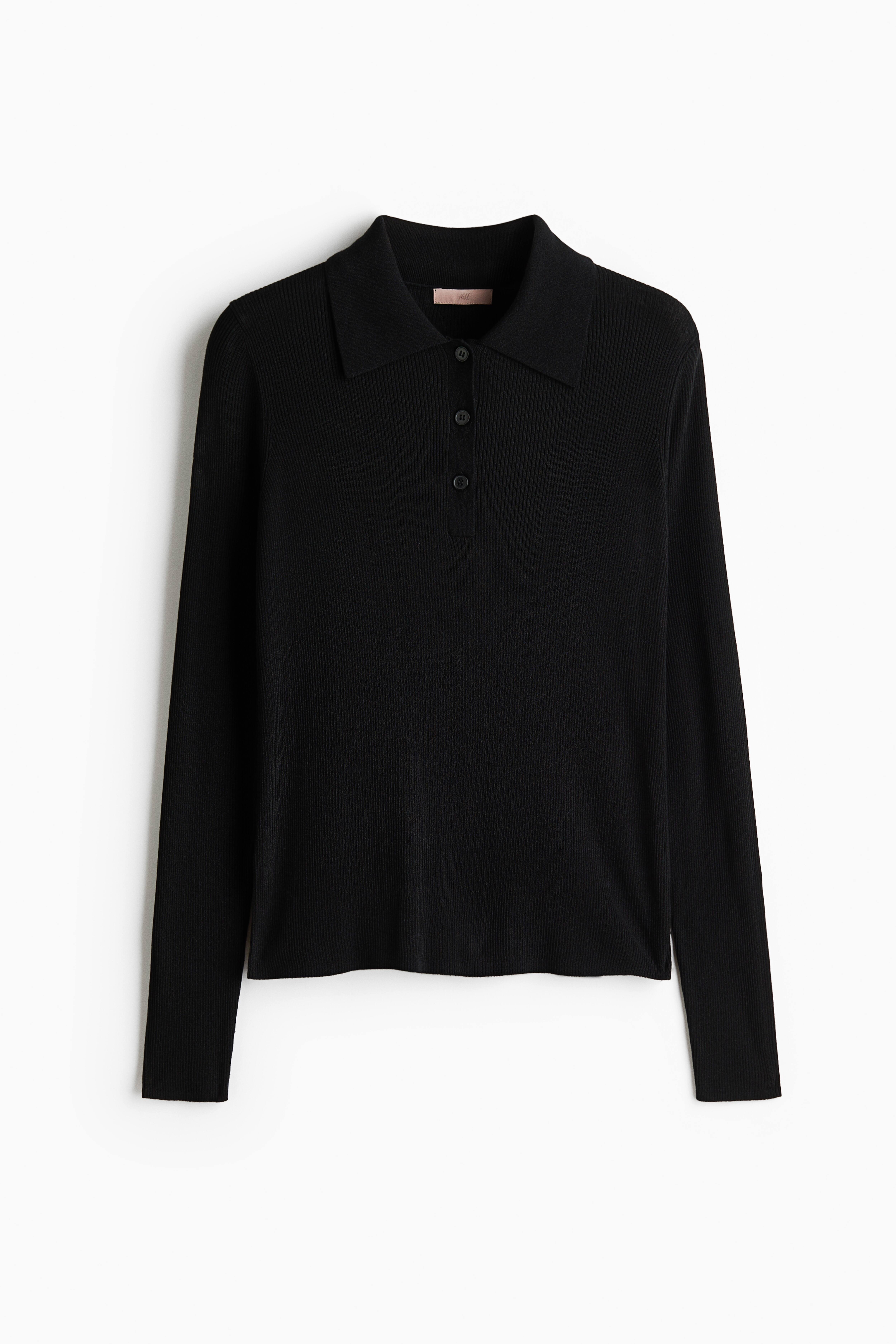 Rib-Knit Polo Shirt
