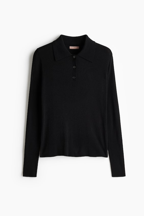 Женские рубашки H&M Rib-Knit Polo Shirt