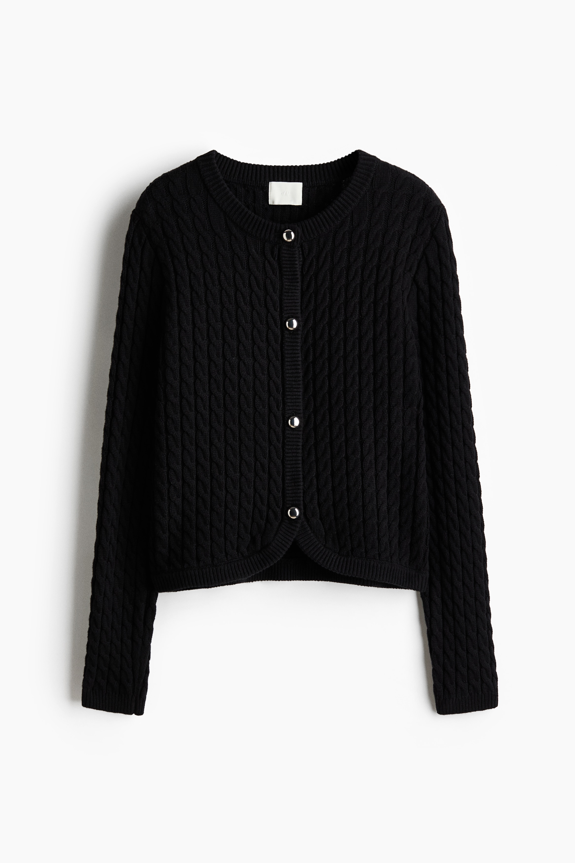 Áo cardigan dệt vặn thừng - Black/Màu xanh dương khói