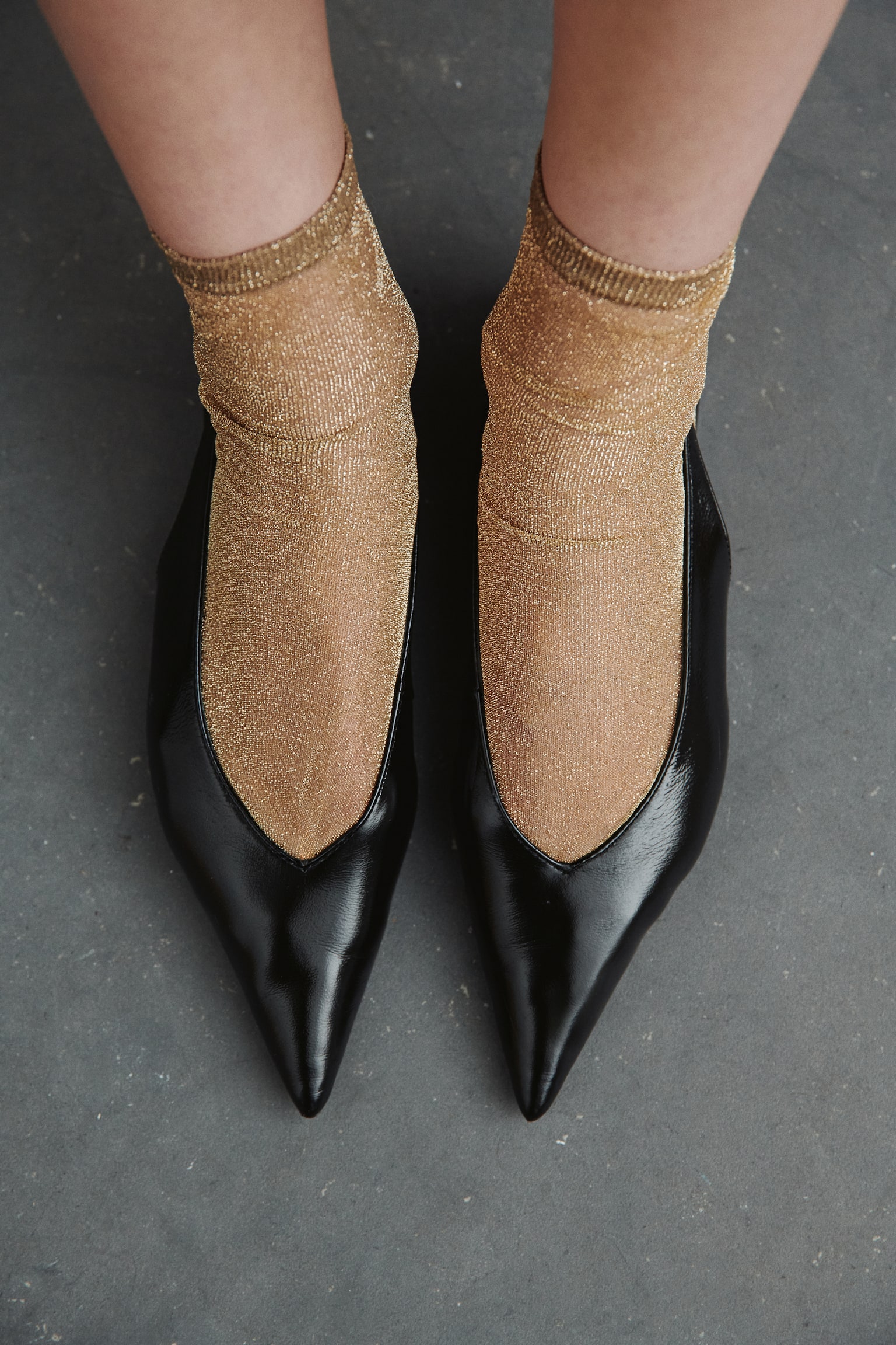 Sheer glittery socks - Beige/Gold-coloured - 3